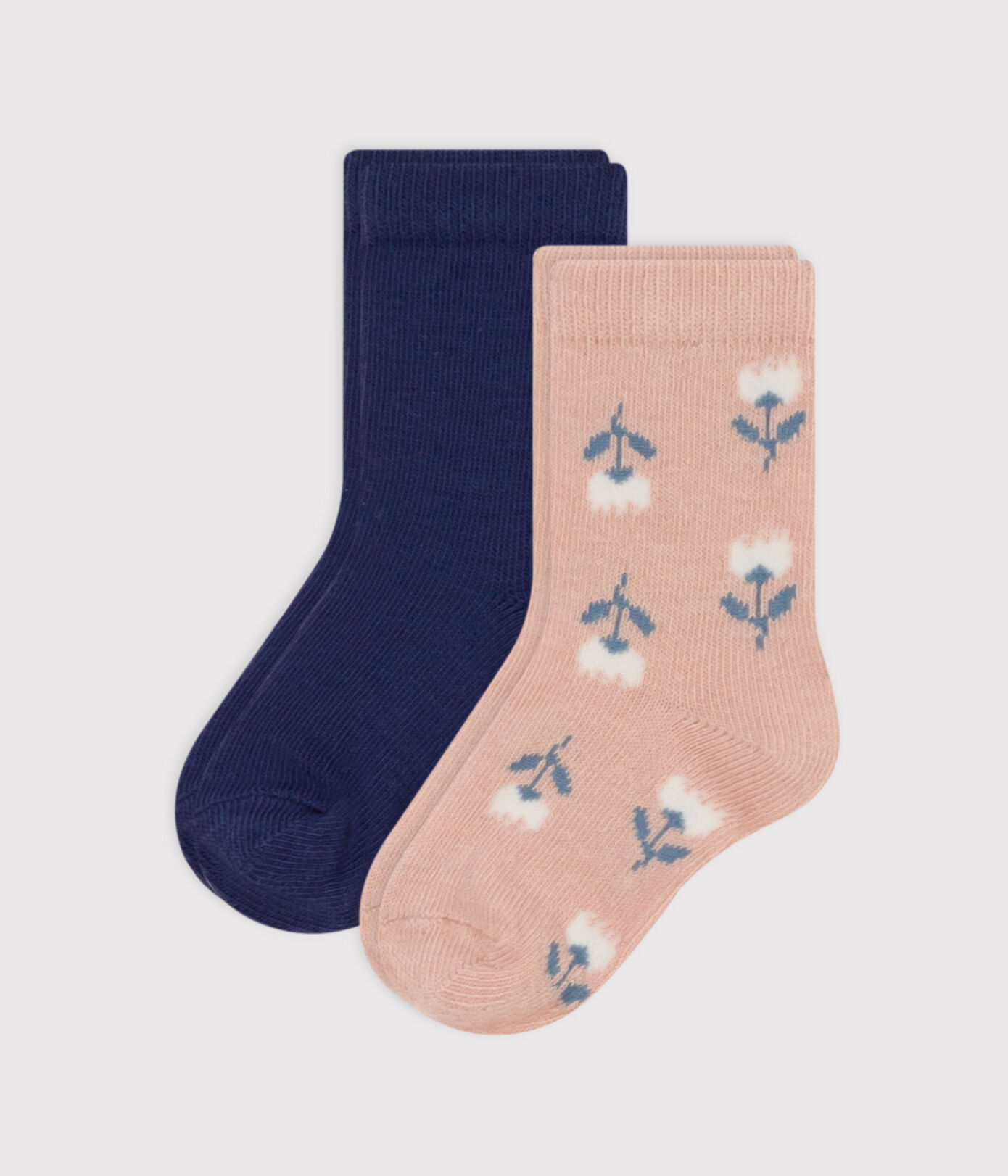 Lot de 2 paires de chaussettes fleurs en jersey de coton bébé