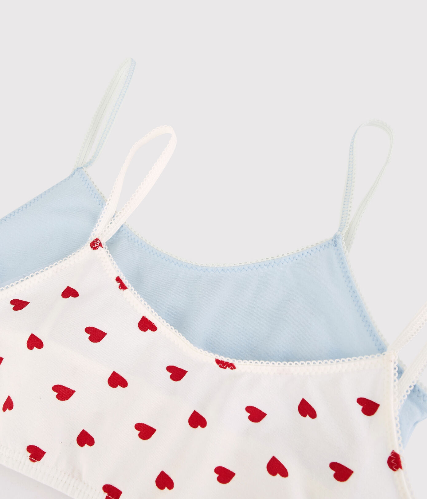 Lot de 2 brassières cur rouge petite fille en coton biologique et elasthanne