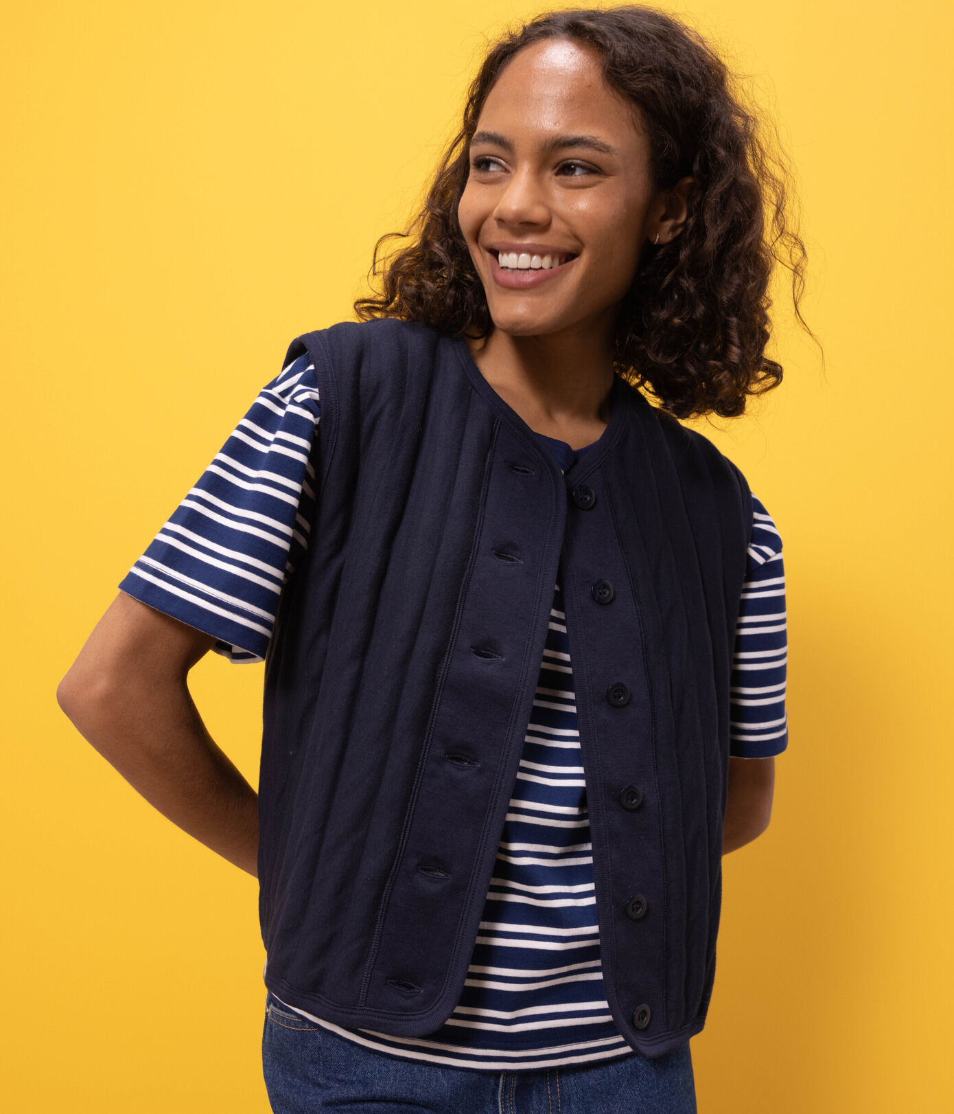 Cardigan sans manches moelleux Femme