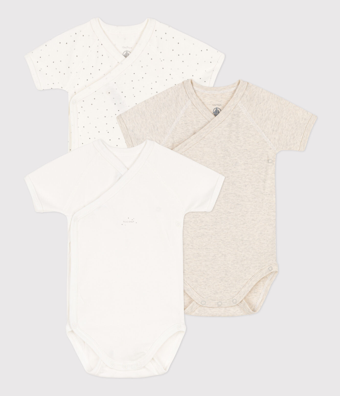 Lot de 3 bodies bébé en coton biologique
