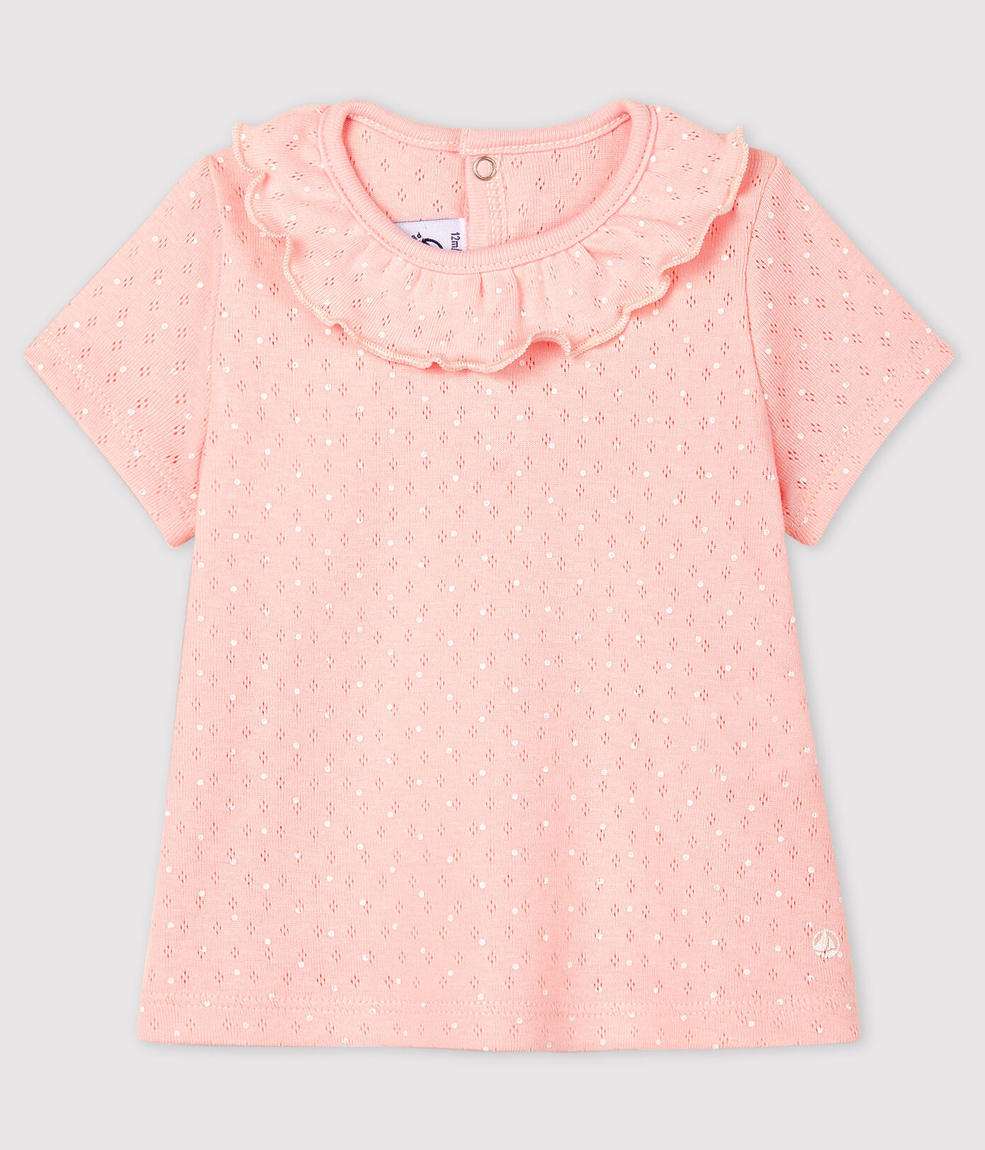 Blouse ajourée manches courtes en coton bébé fille