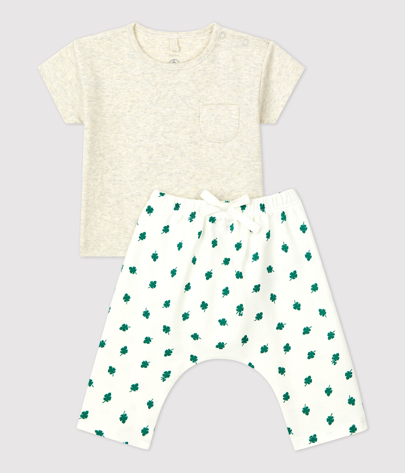 Ensemble 2 pièces imprimé végétal en molleton bio bébé