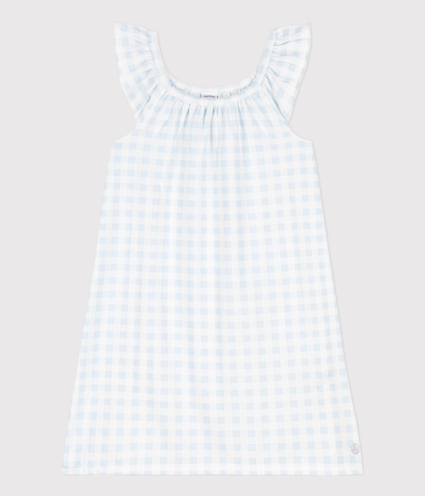 Chemise de nuit imprimé vichy en coton fin petite fille