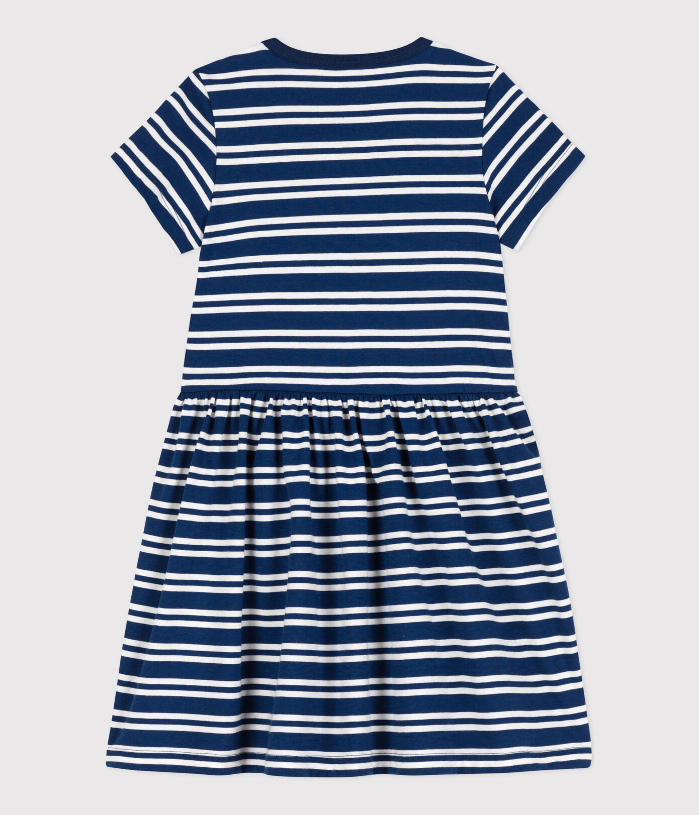 Robe rayée manches courtes en coton enfant fille