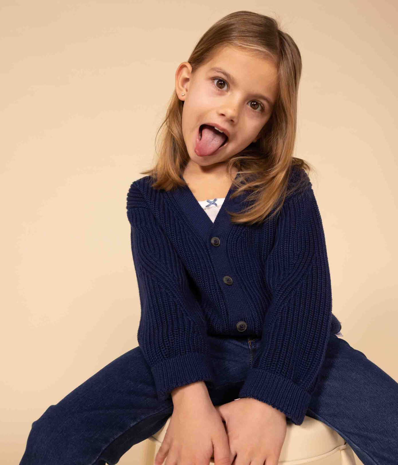 Cardigan en cte anglaises en coton enfant fille