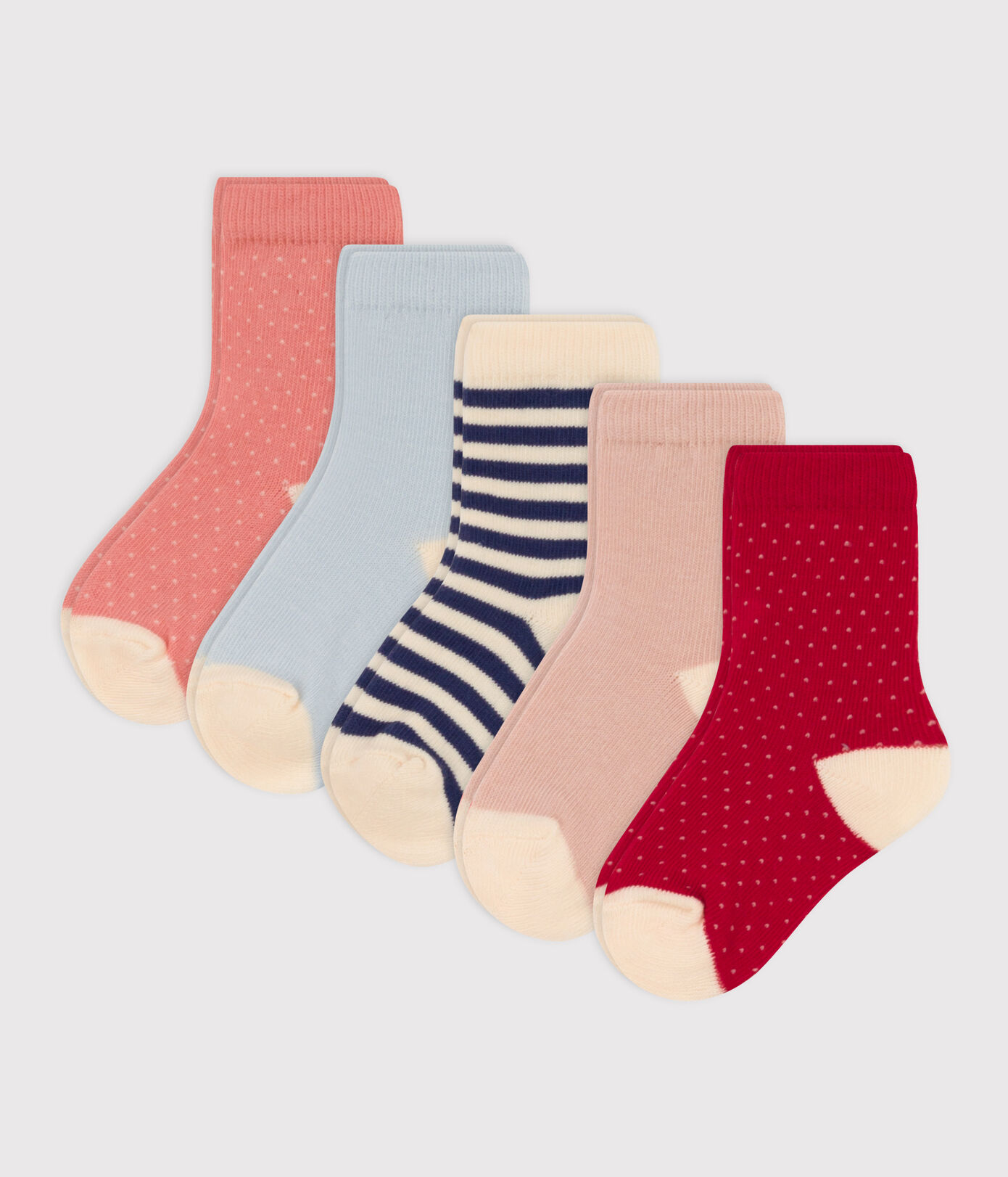 Lot de 5 paires de chaussettes pois en jersey de coton bébé