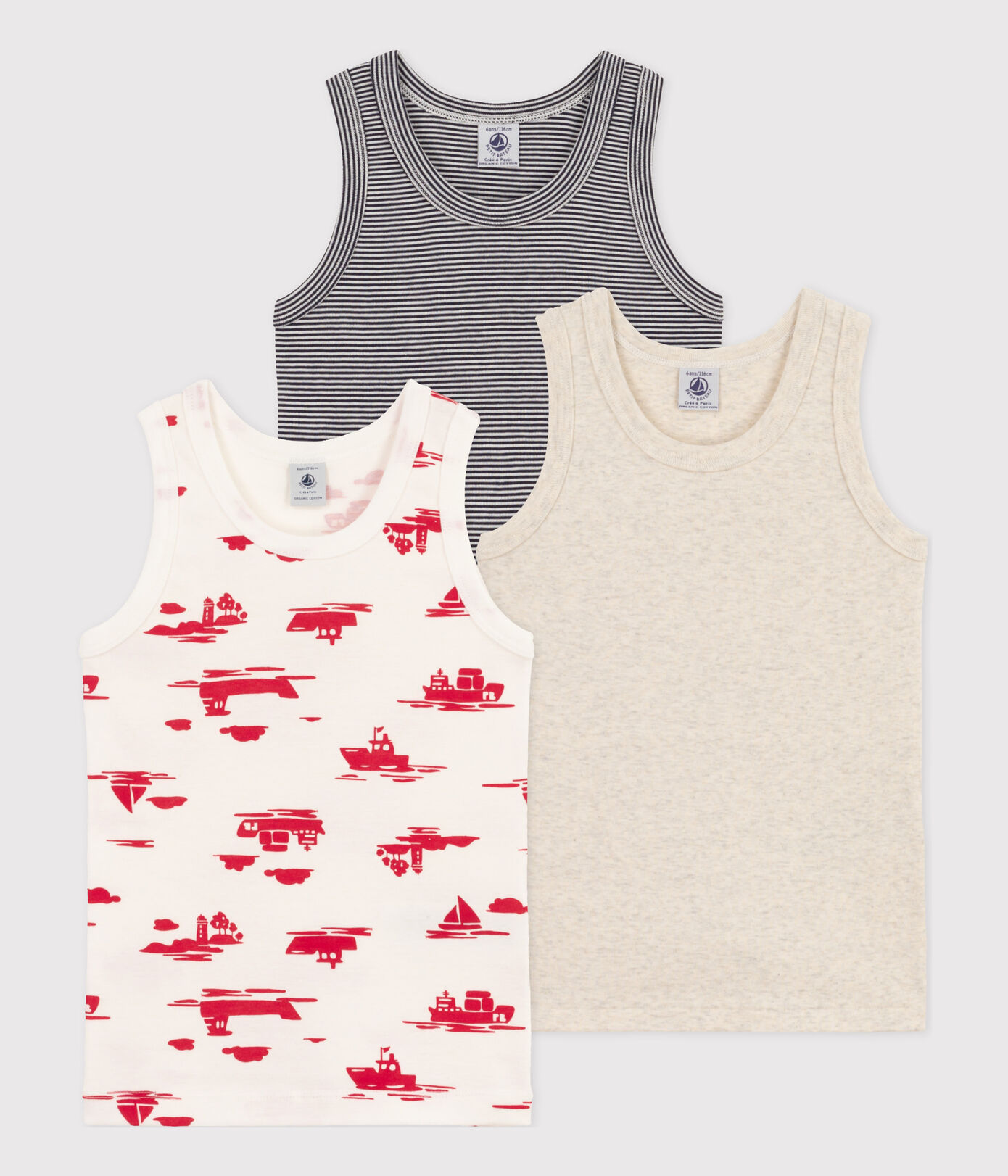 Lot de 3 débardeurs Le Havre en coton petit garon