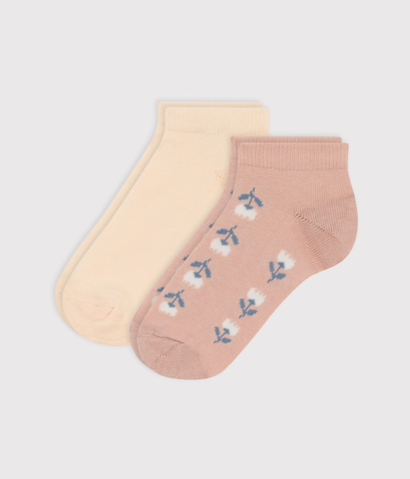 Lot de 2 paires de chaussettes fleurs en jersey de coton enfants