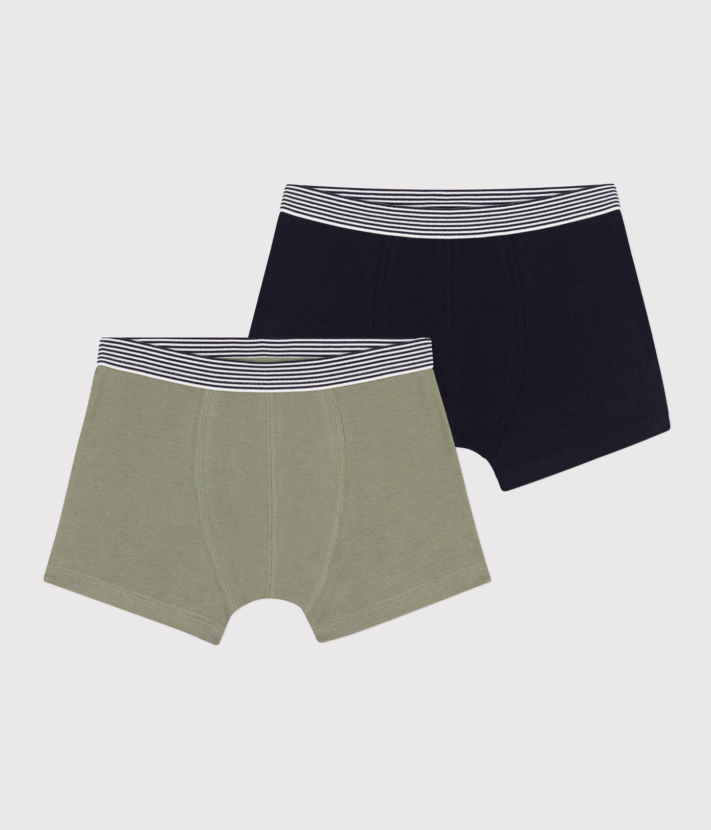 Lot de 2 boxers unis en coton et élasthanne garon