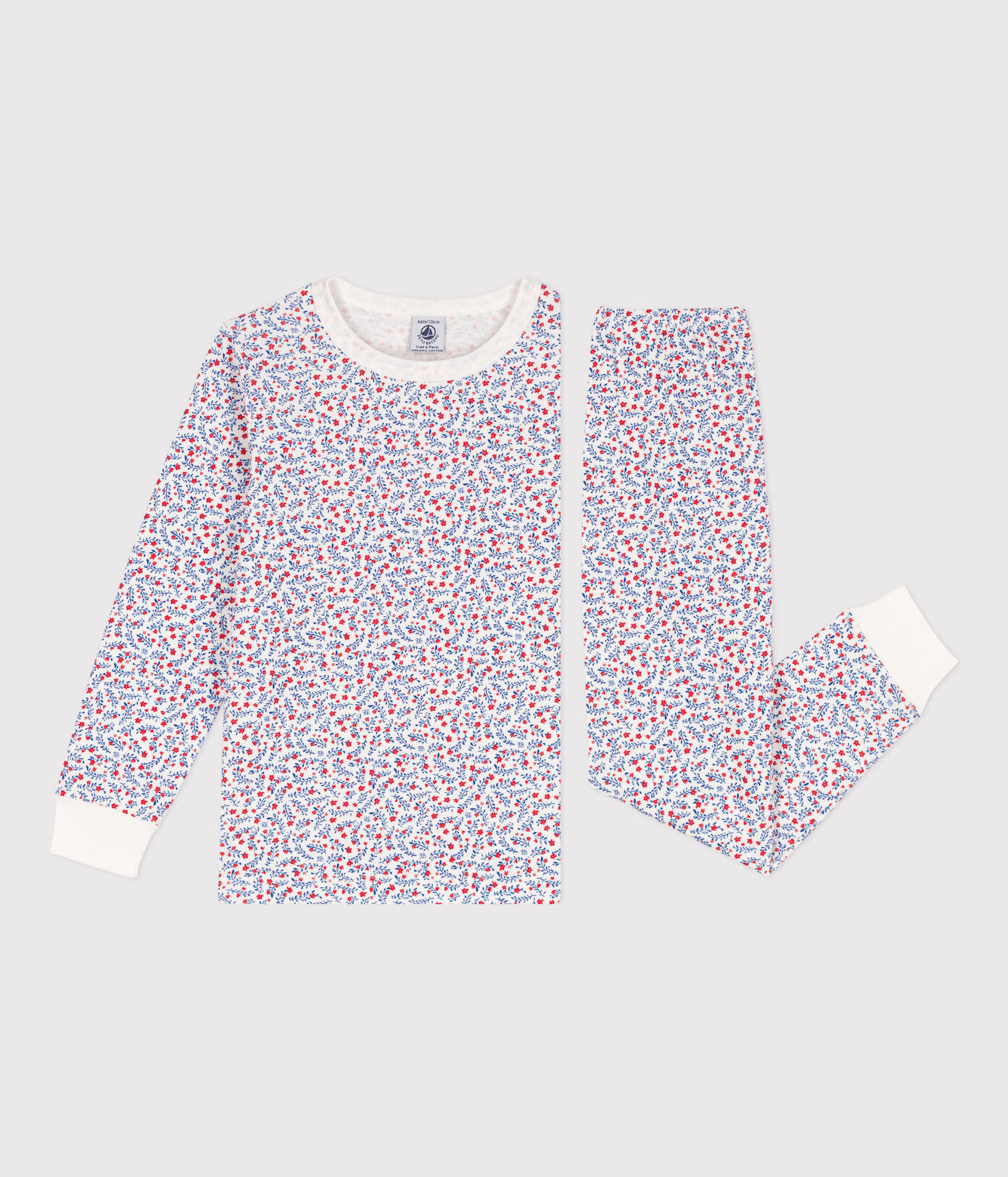 Pyjama fleurs en coton petite fille