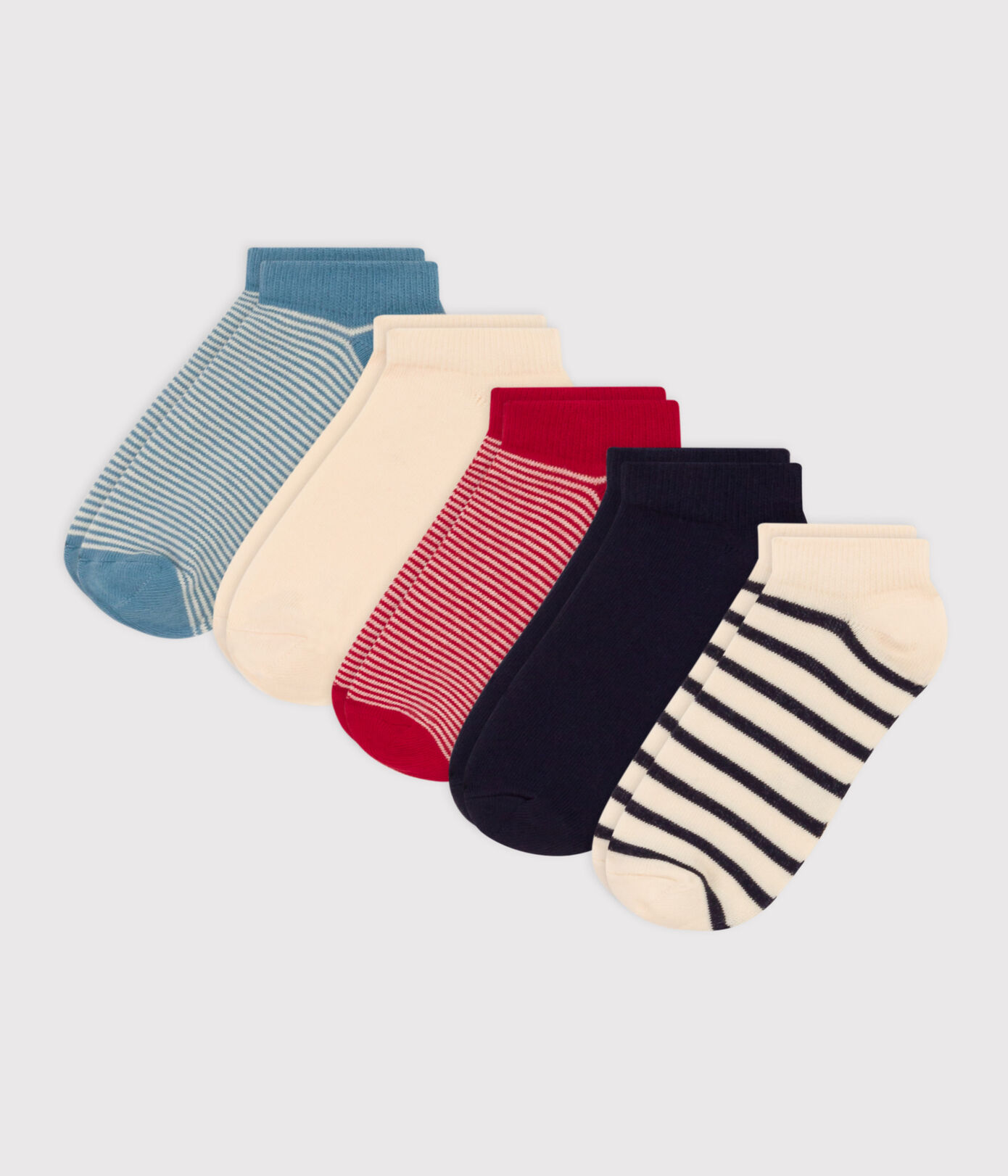 Lot de 5 paires de chaussettes rayures en jersey de coton enfants