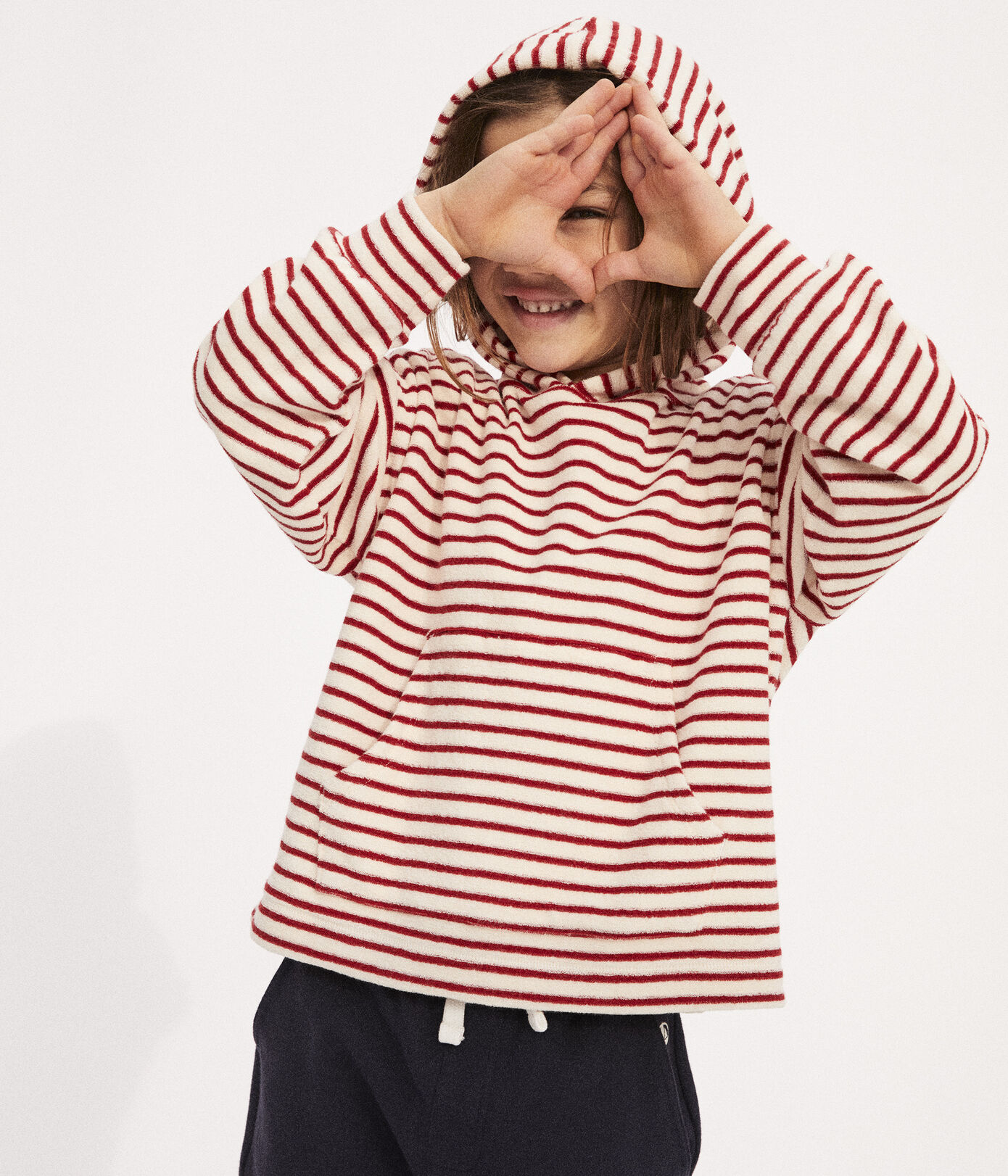 Sweatshirt rayé à capuche enfant fille / garon