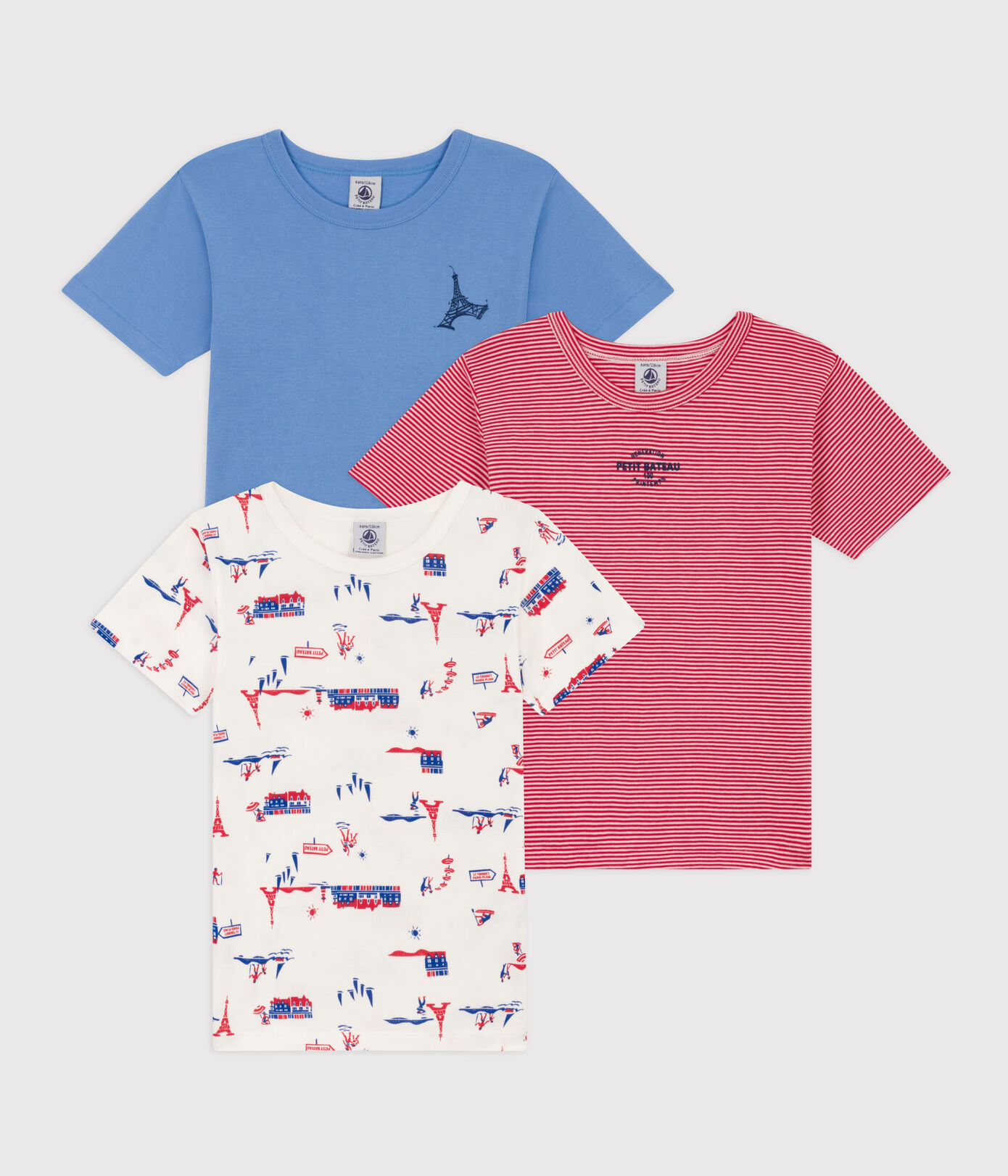 Lot de 3 tee-shirts manches courtes Paris en coton petit garon