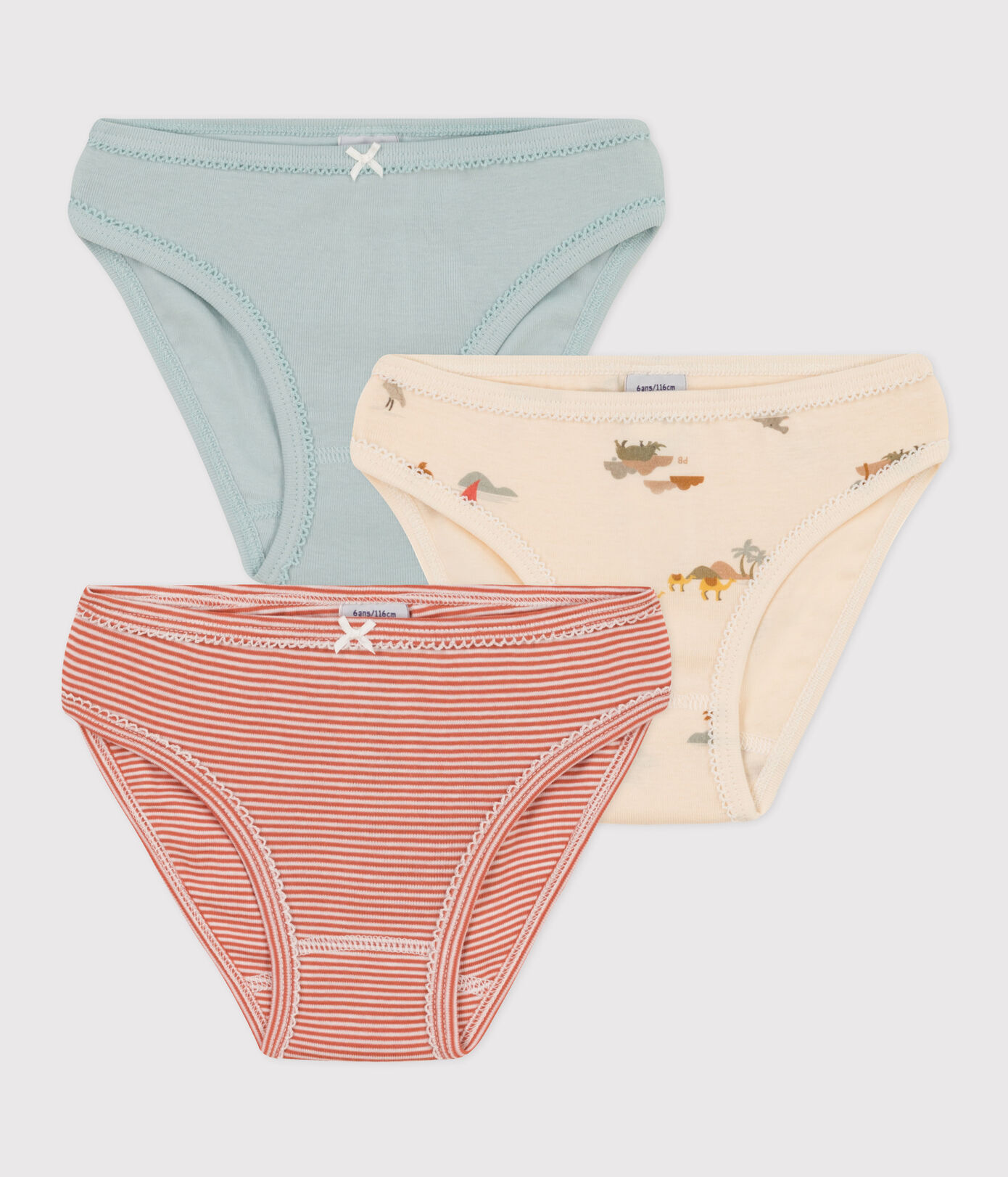 Lot de 3 culottes animaux en coton petite fille