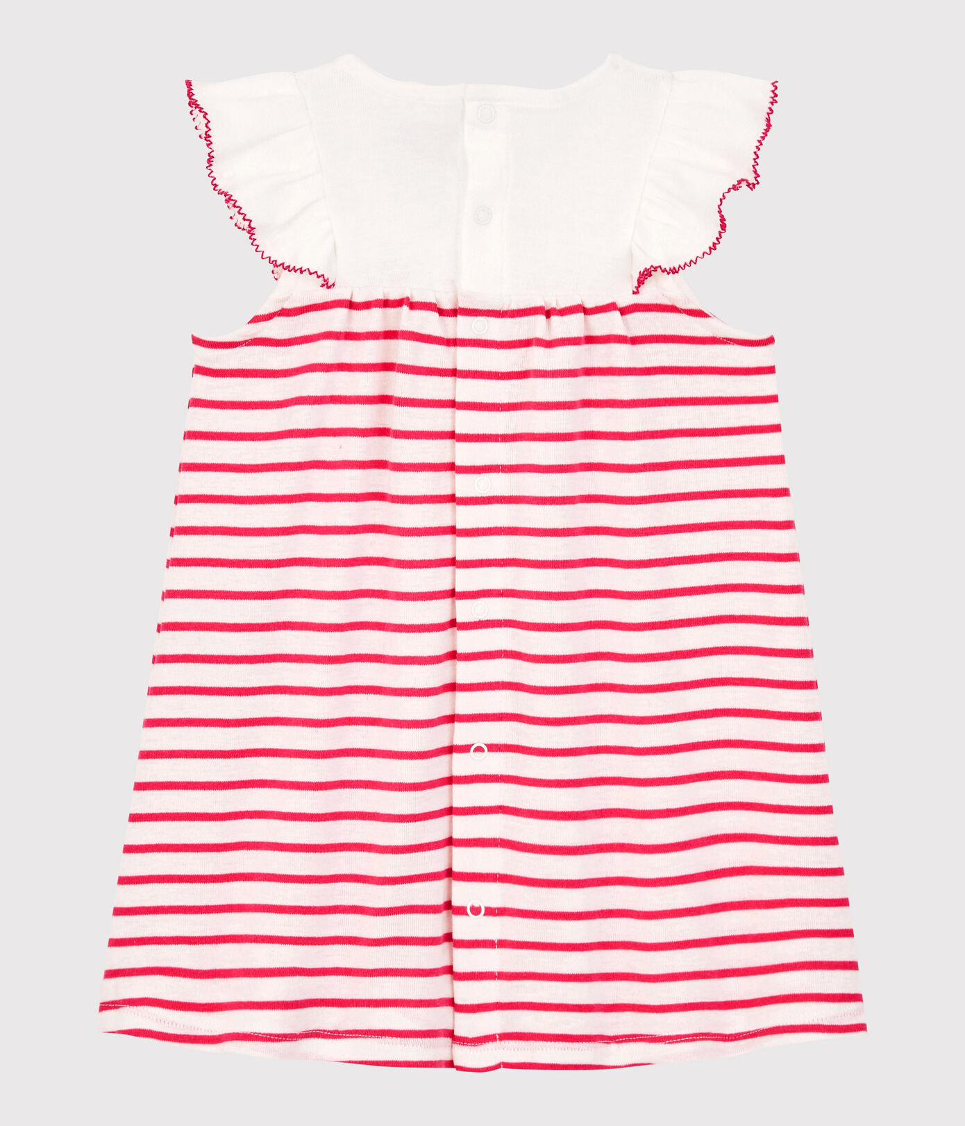 Robe manches courtes en cte rayée bébé fille