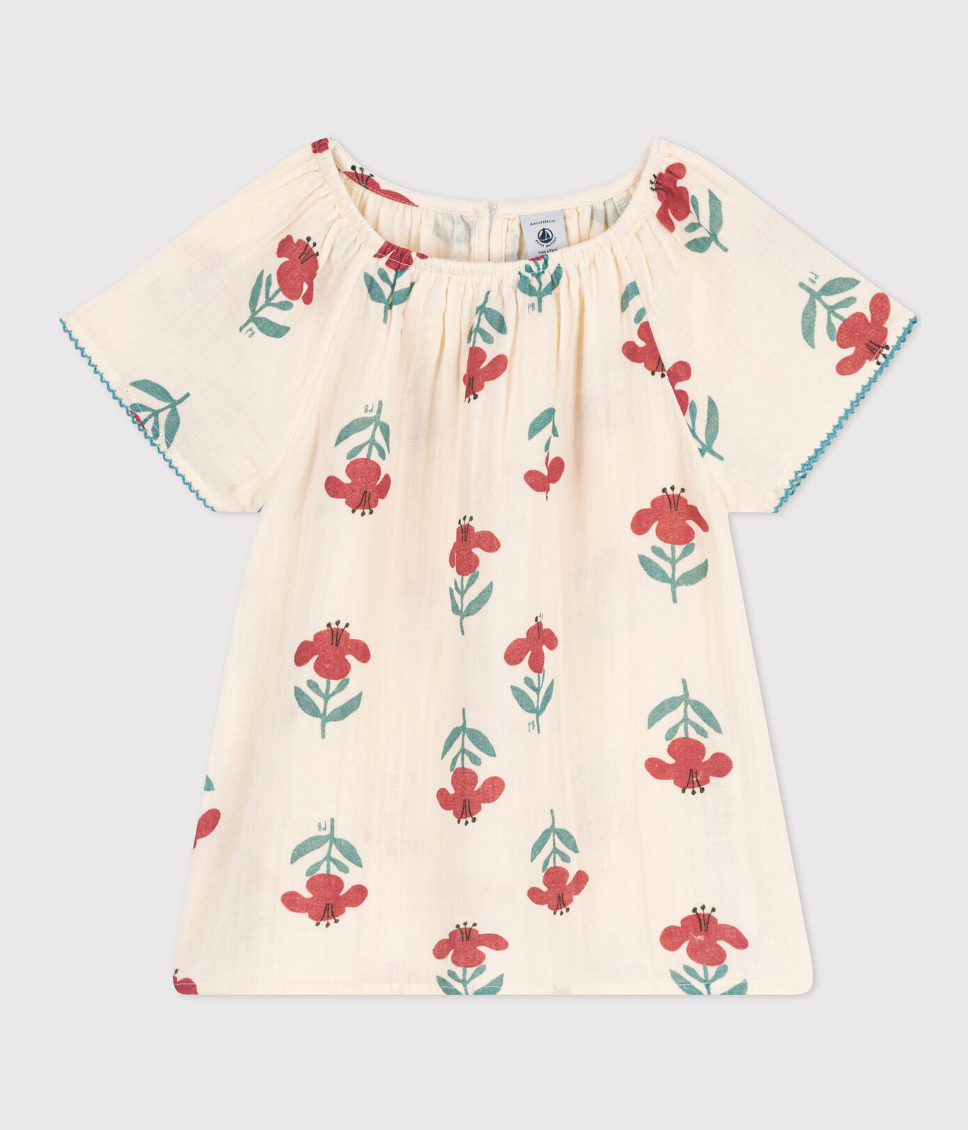 Blouse fleurie en gaze de coton enfant fille