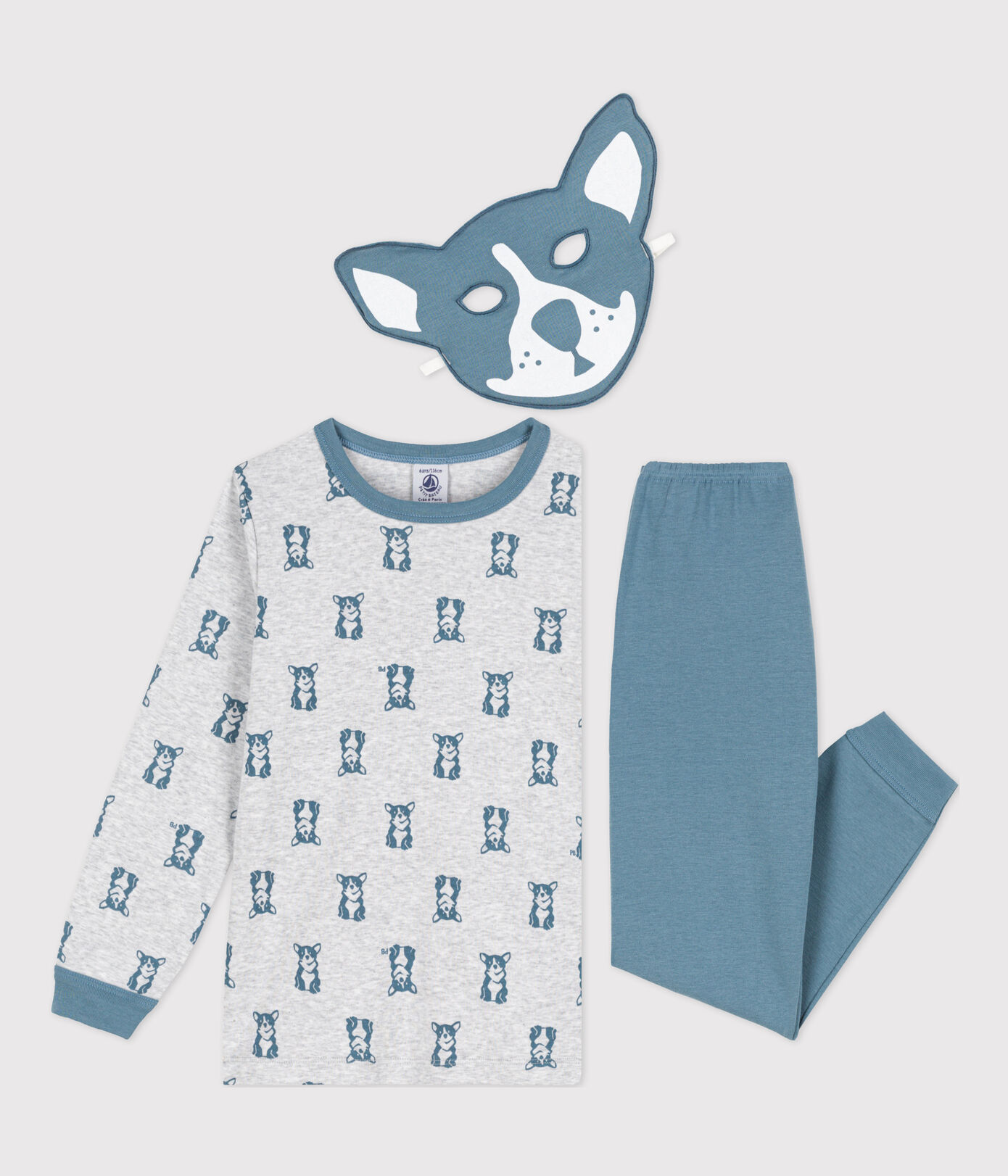 Pyjama chien avec masque petite fille/petit garon en coton