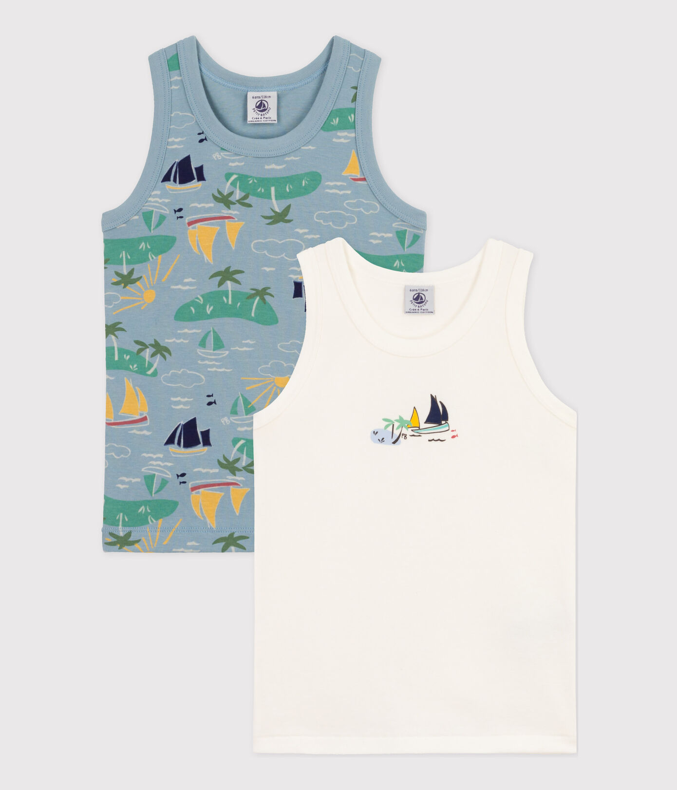 Lot de 2 débardeurs explorateur en coton petit garon