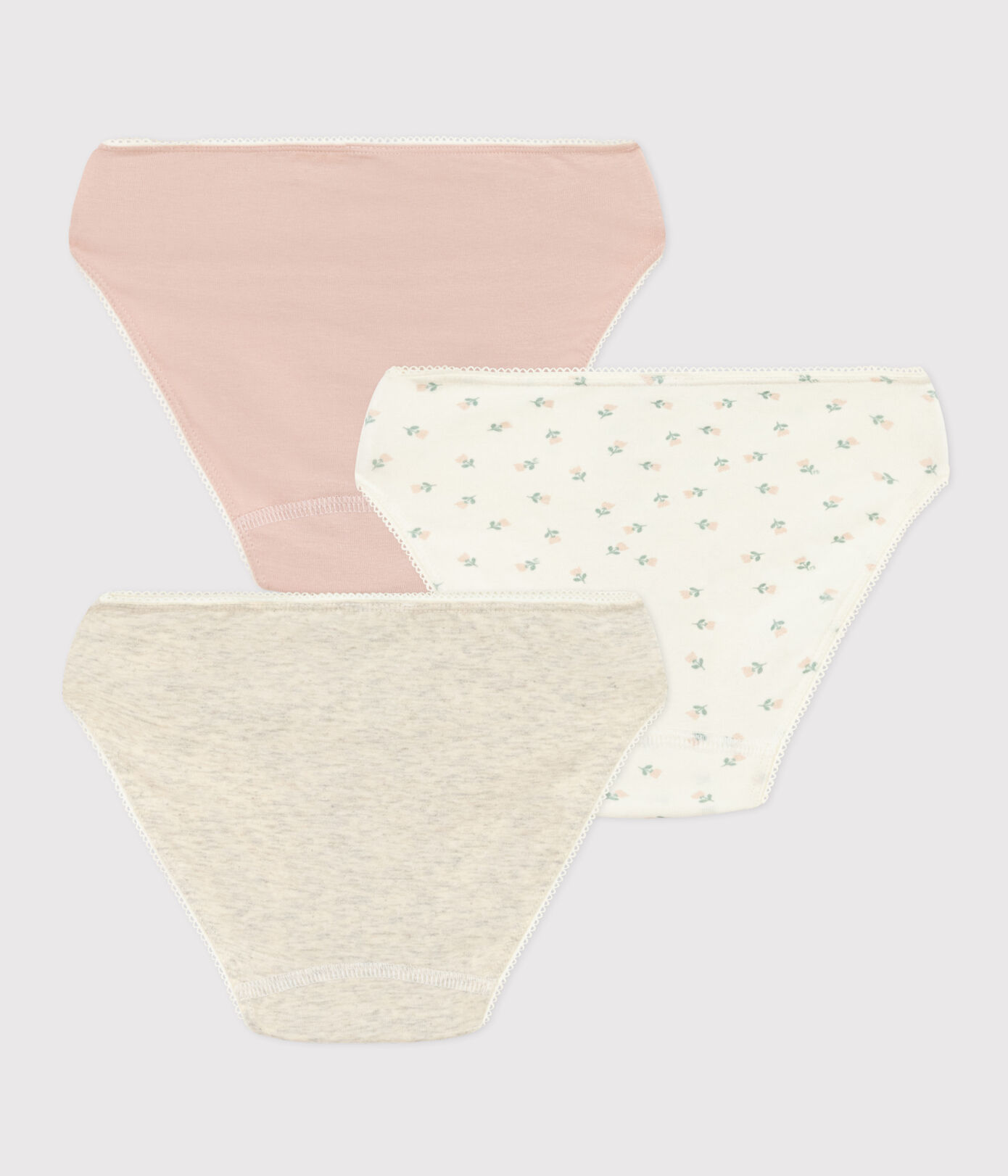 Lot de 3 culottes fleurs en coton et élasthanne petite fille
