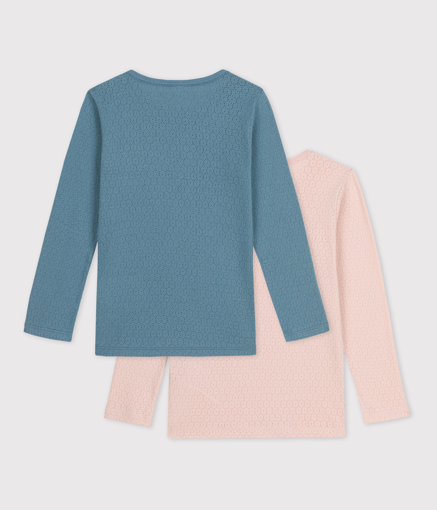 Tee-shirts manches longues petite fille en coton ajouré