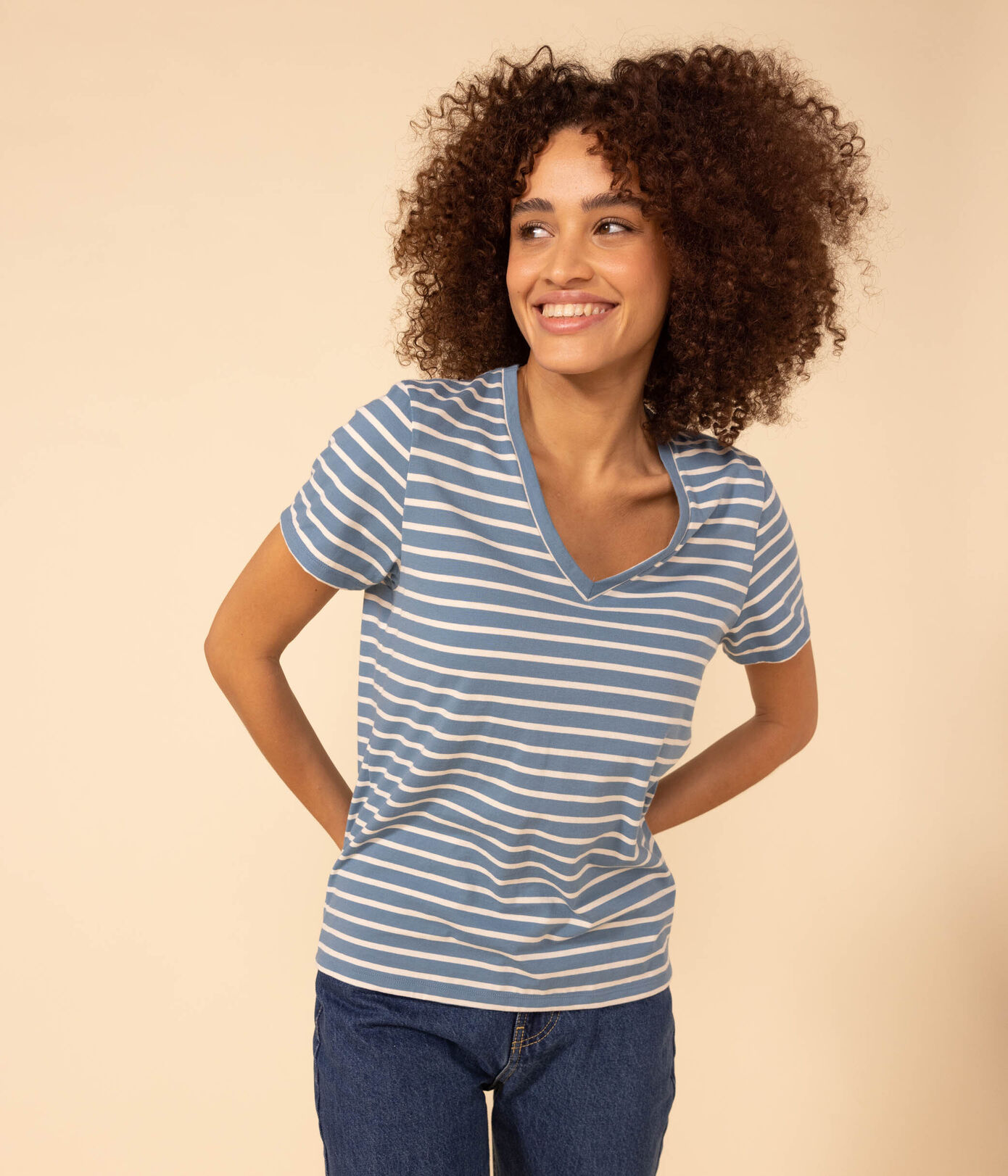 Tee-shirt LE DROIT col V en coton Femme