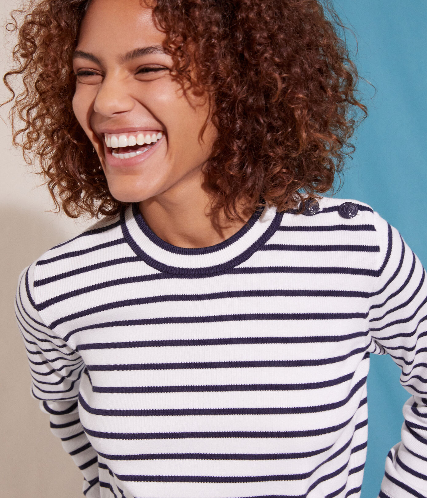 Pull marin en coton Femme