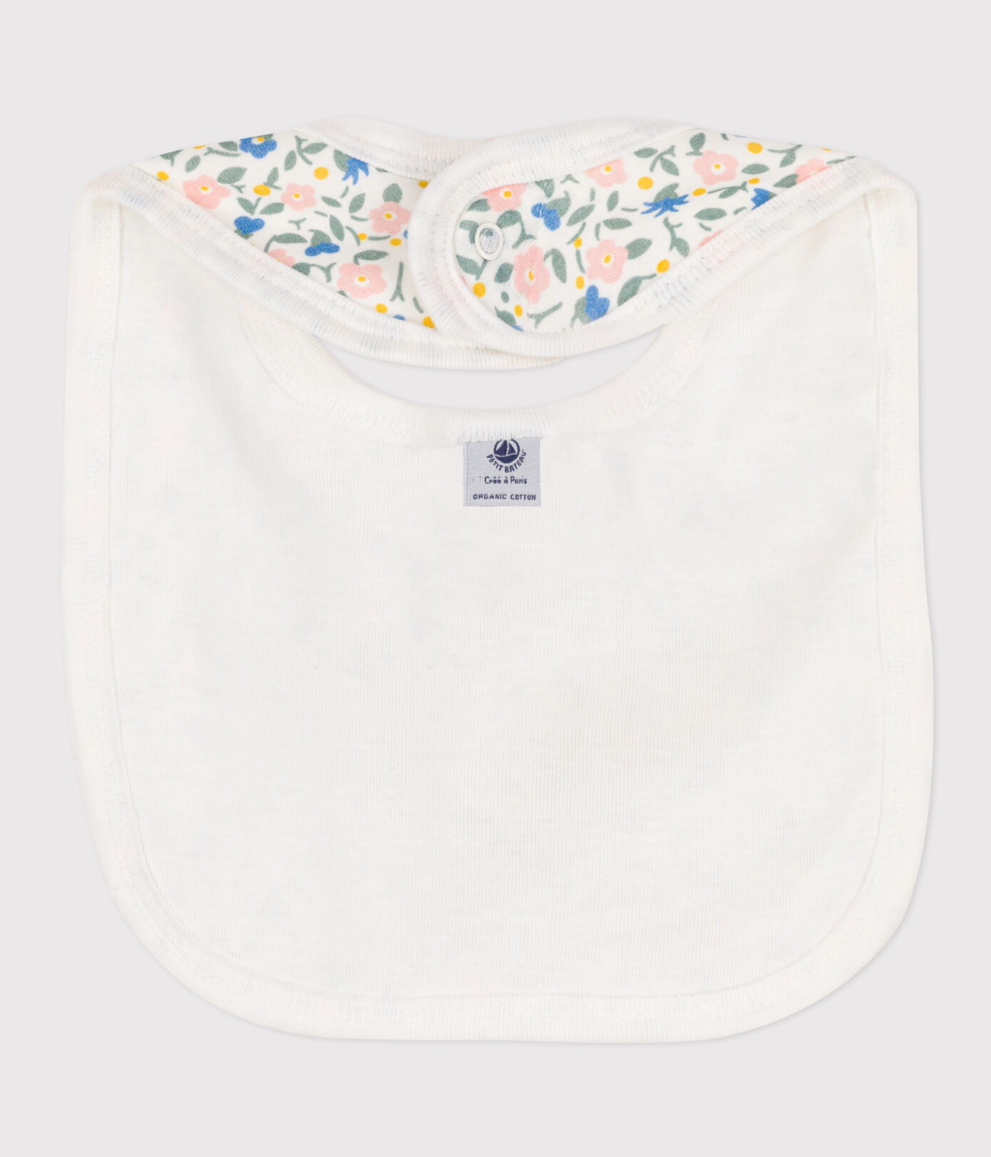 Bavoir unitaire fleurs en coton