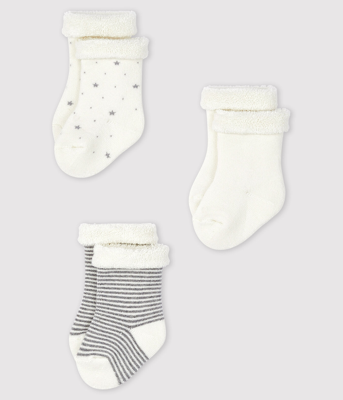 Trio de chaussettes bébé en tricot