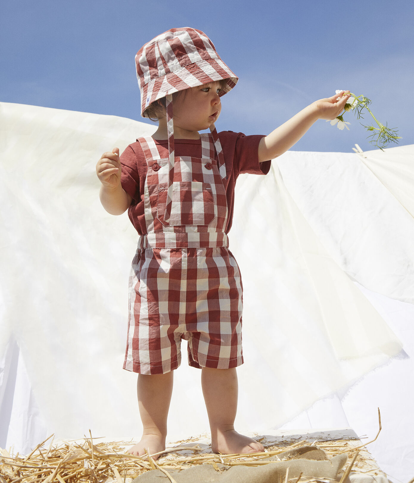 Salopette courte en popeline bébé