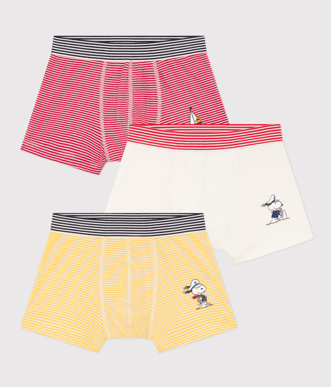 Lot de 3 boxers Petit Bateau X Snoopy en coton petit garon