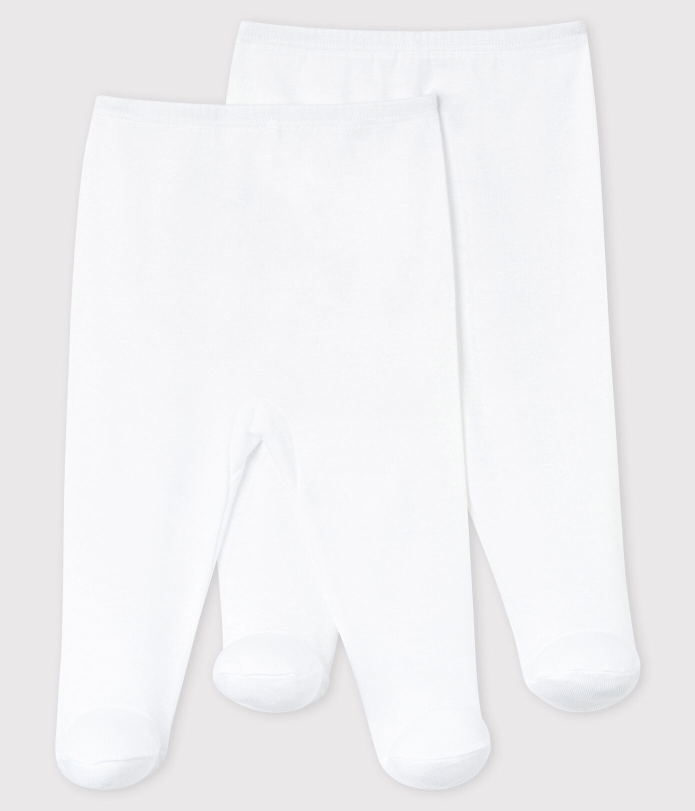 Lot de 2 pantalons blancs à pieds bébé en coton biologique