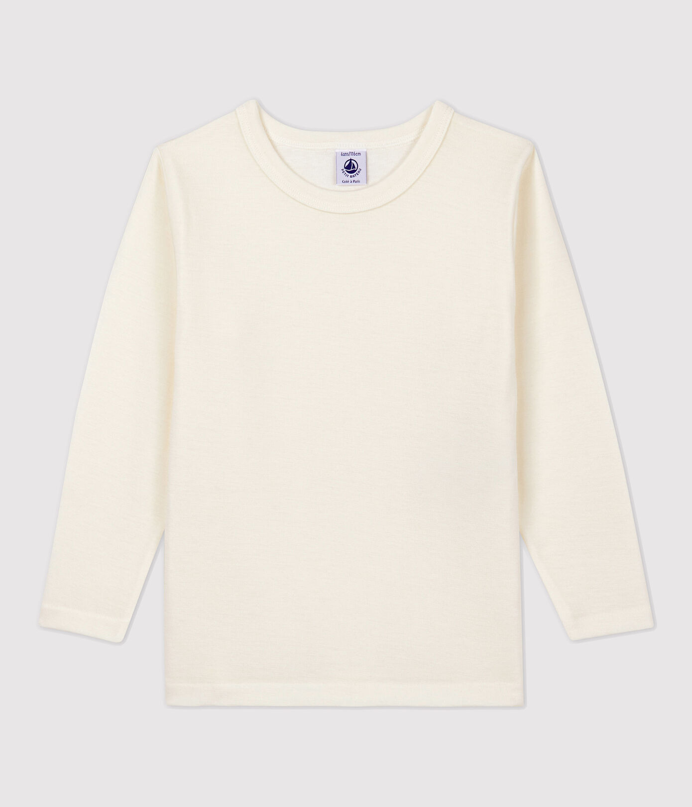 Tee-shirt manches longues enfant en laine et coton