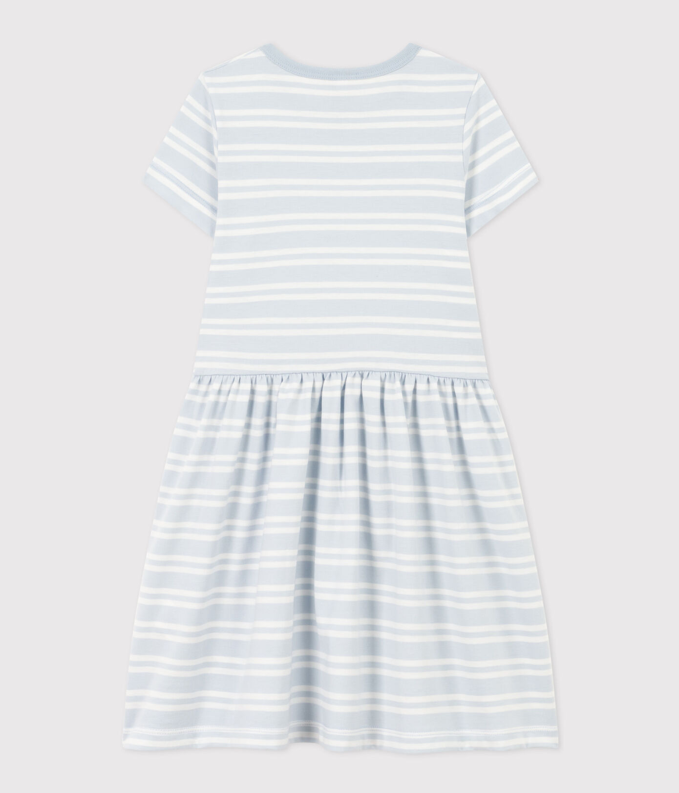 Robe rayée manches courtes en coton enfant fille