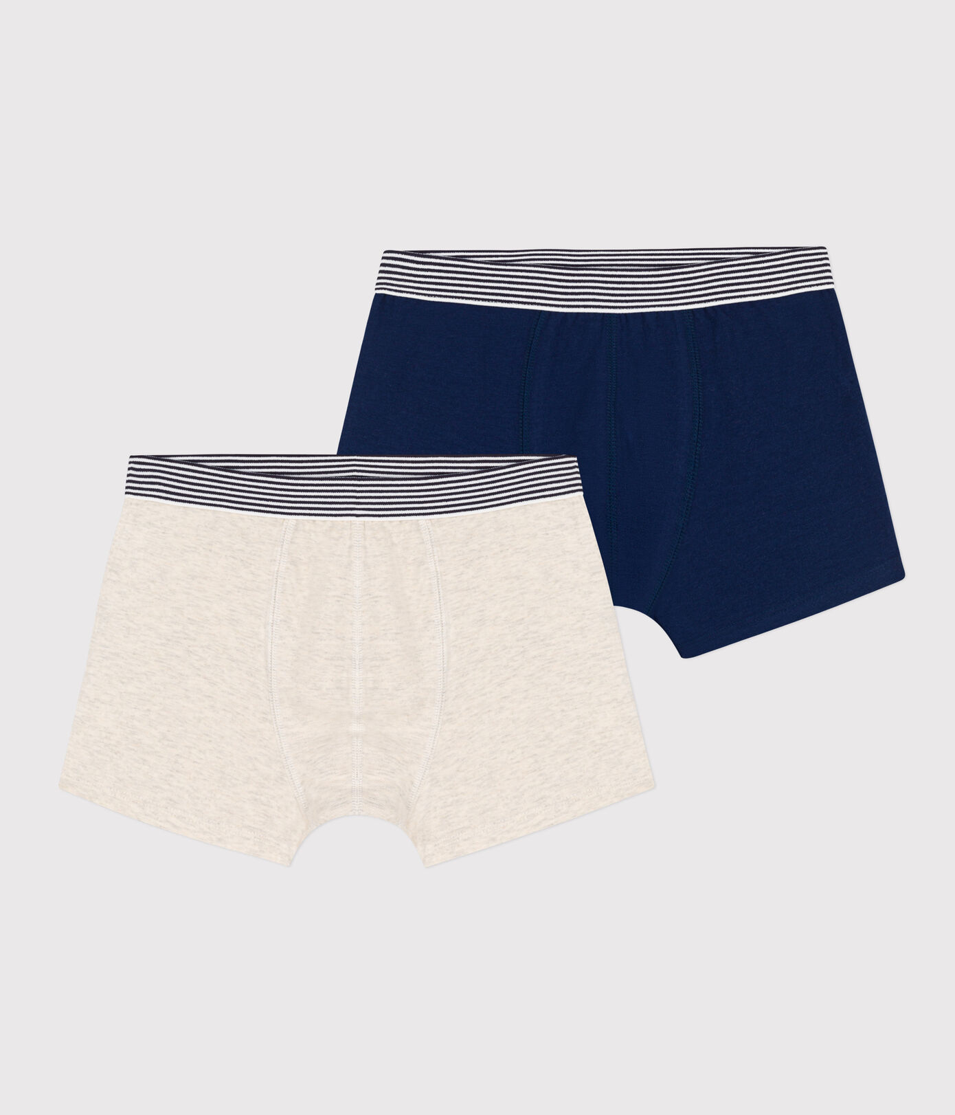 Lot de 2 boxers unis en coton et élasthanne garon