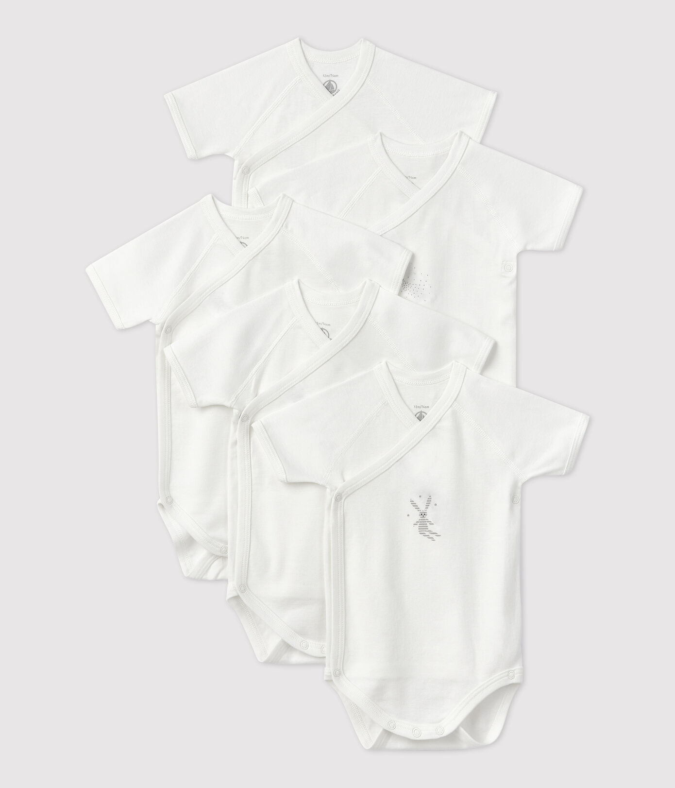 Lot de 5 bodies bébé en coton biologique