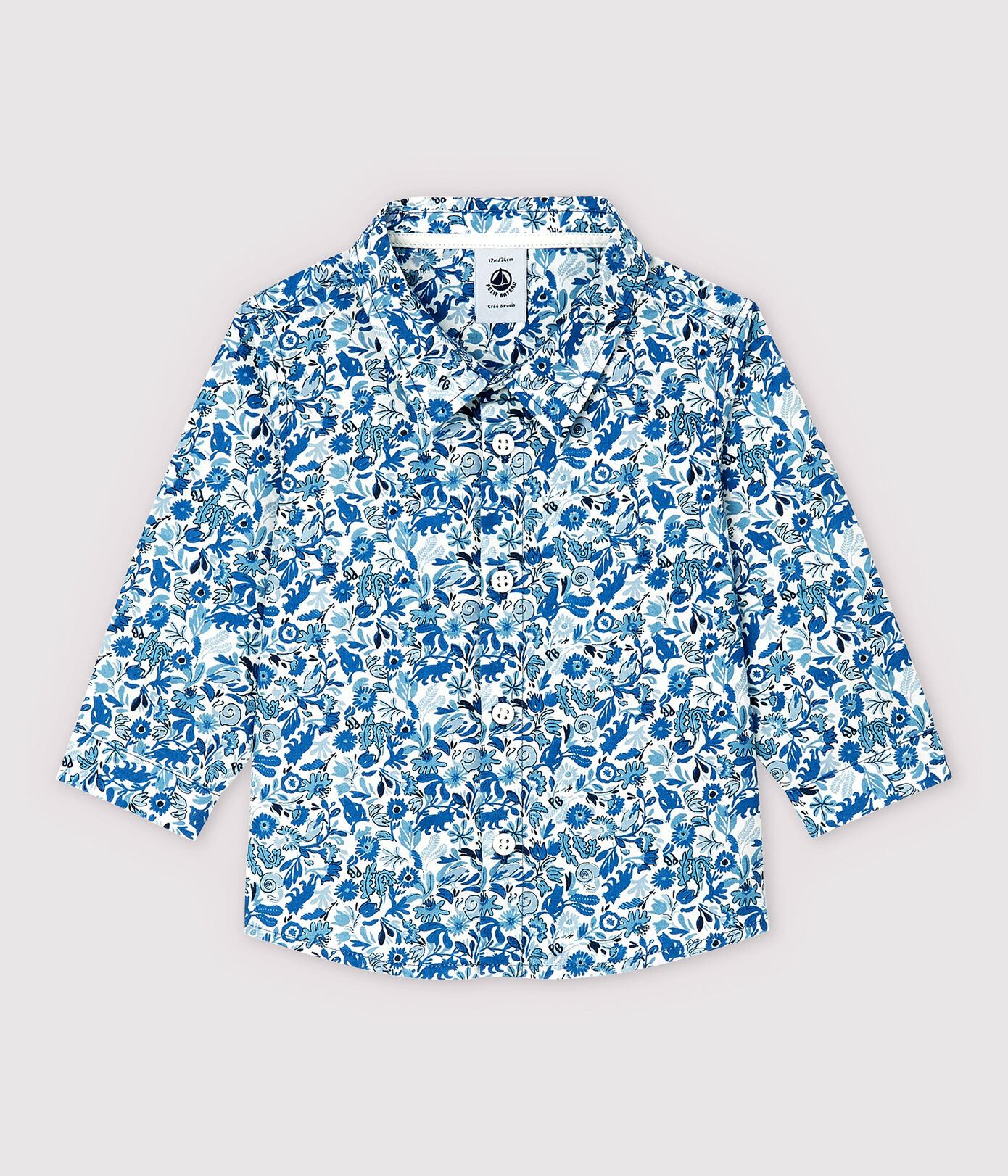 Chemise manches longues en popeline bébé garon