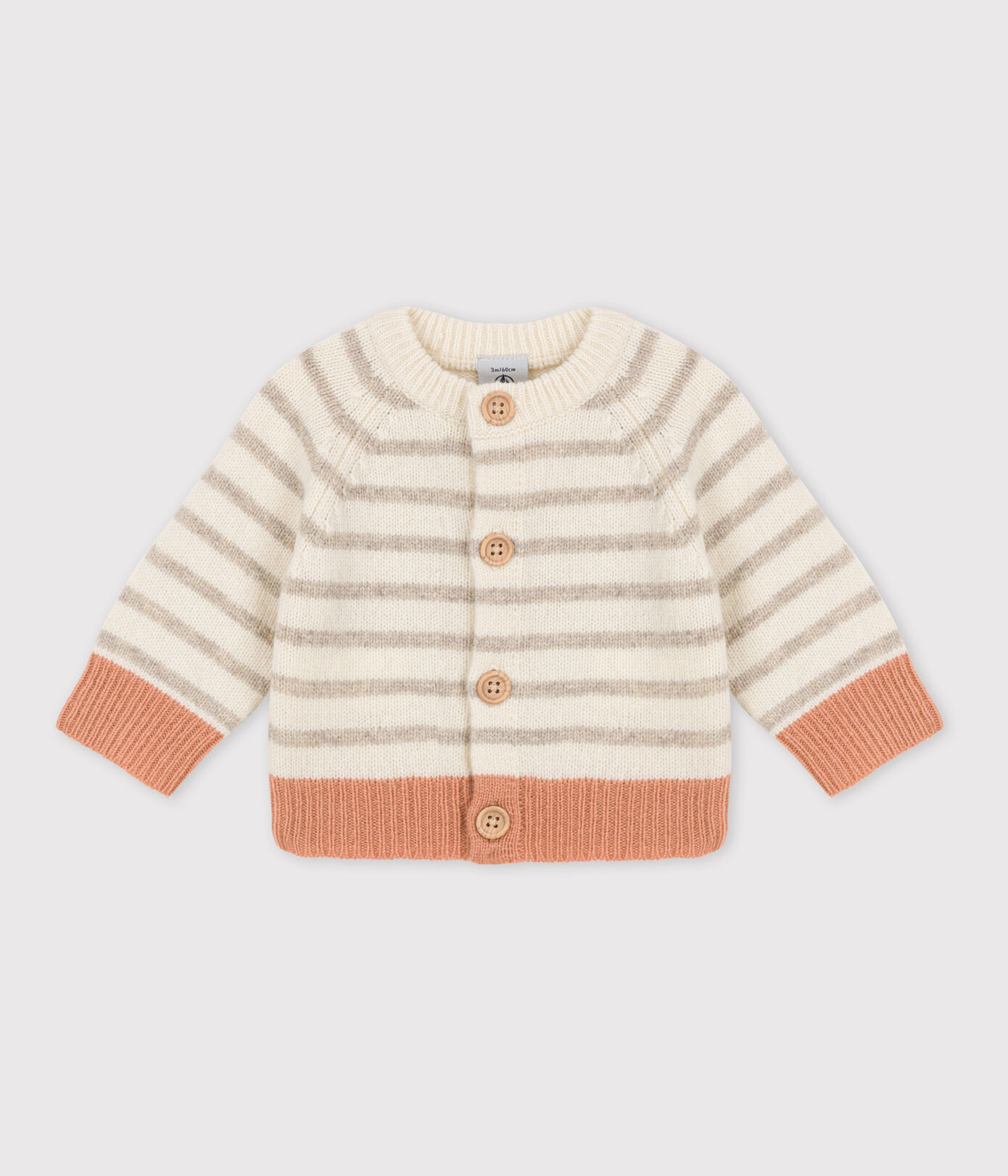 Cardigan à rayures bébé en tricot laine
