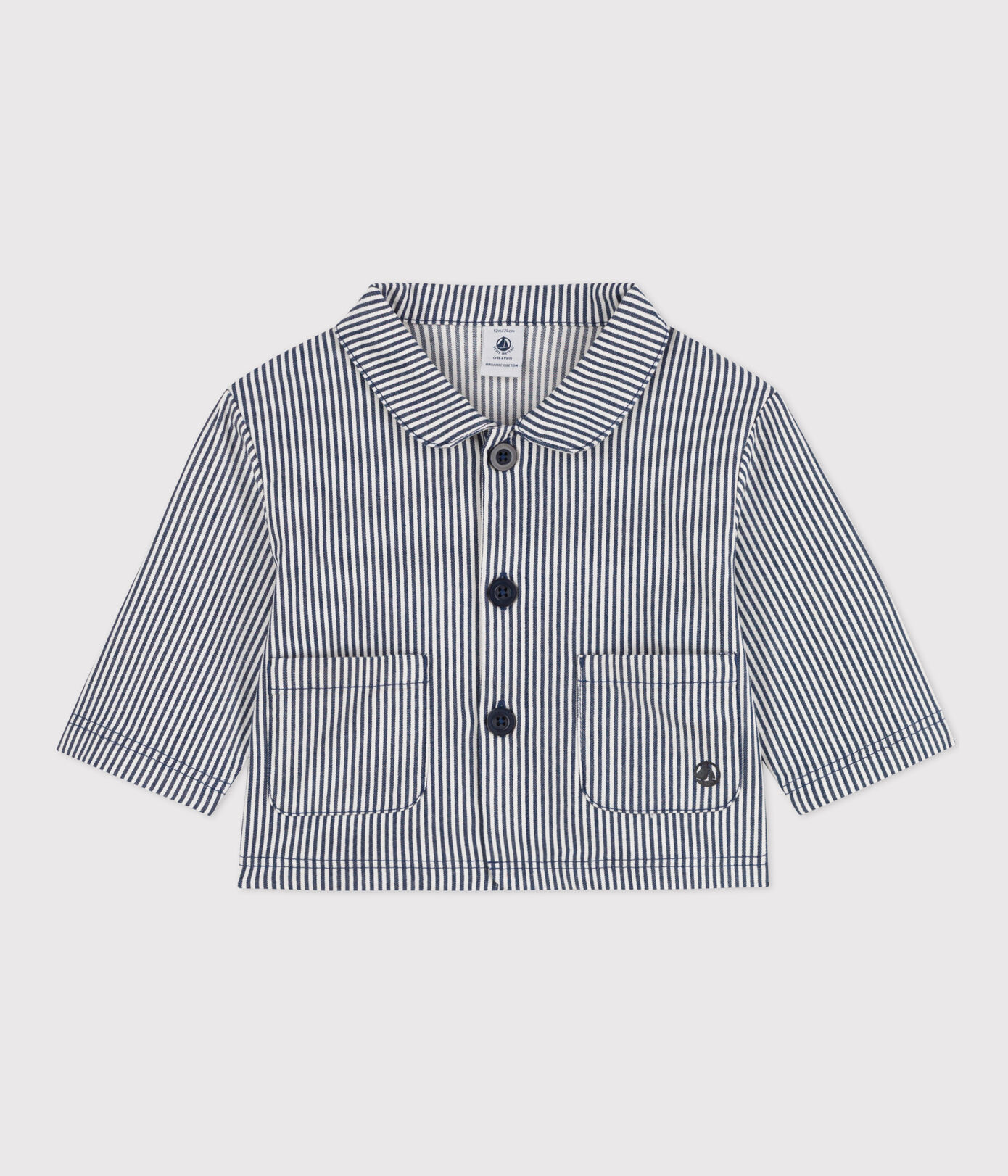 Veste courte bébé en toile rayée