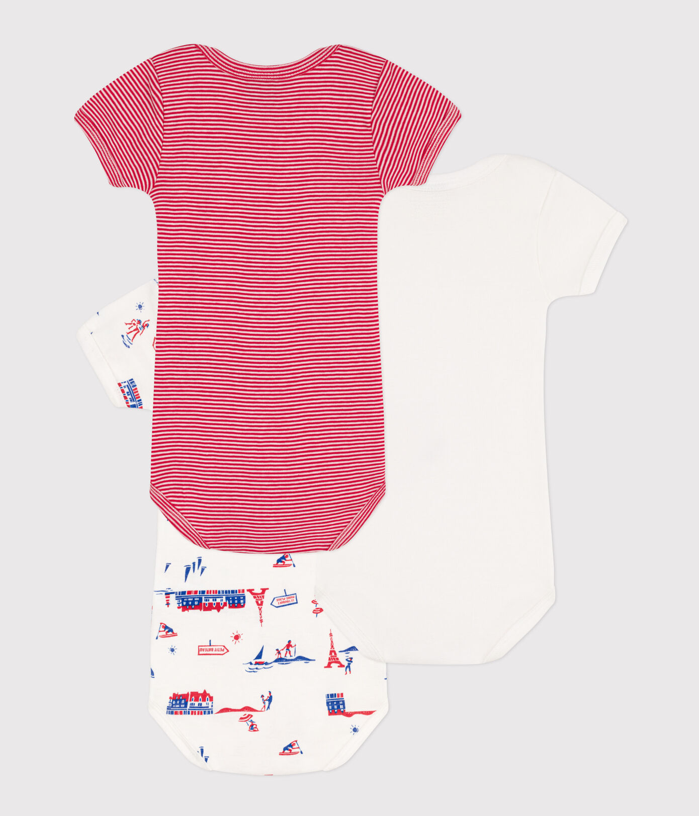 Lot de 3 bodies manches courtes Paris en coton