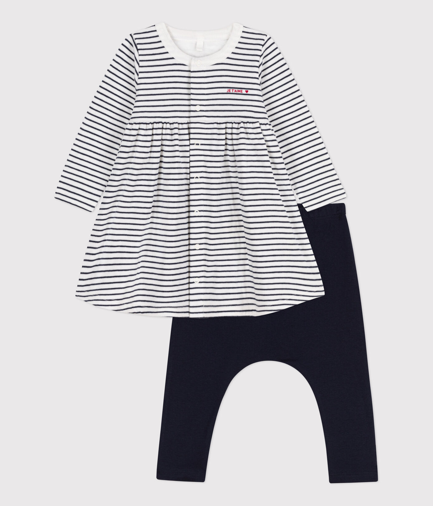Robe marinière et legging en coton bébé