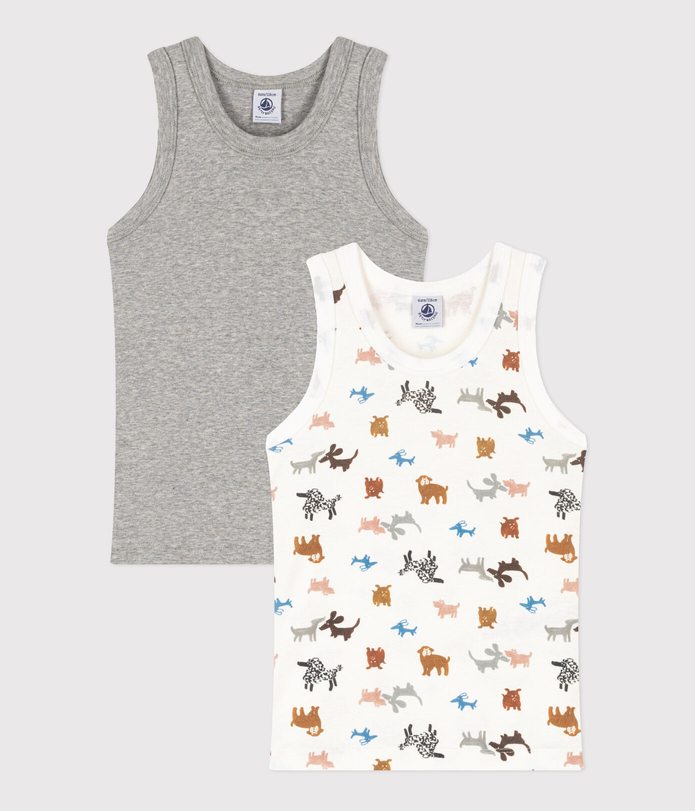 Lot de 2 débardeurs chien en coton petit garon