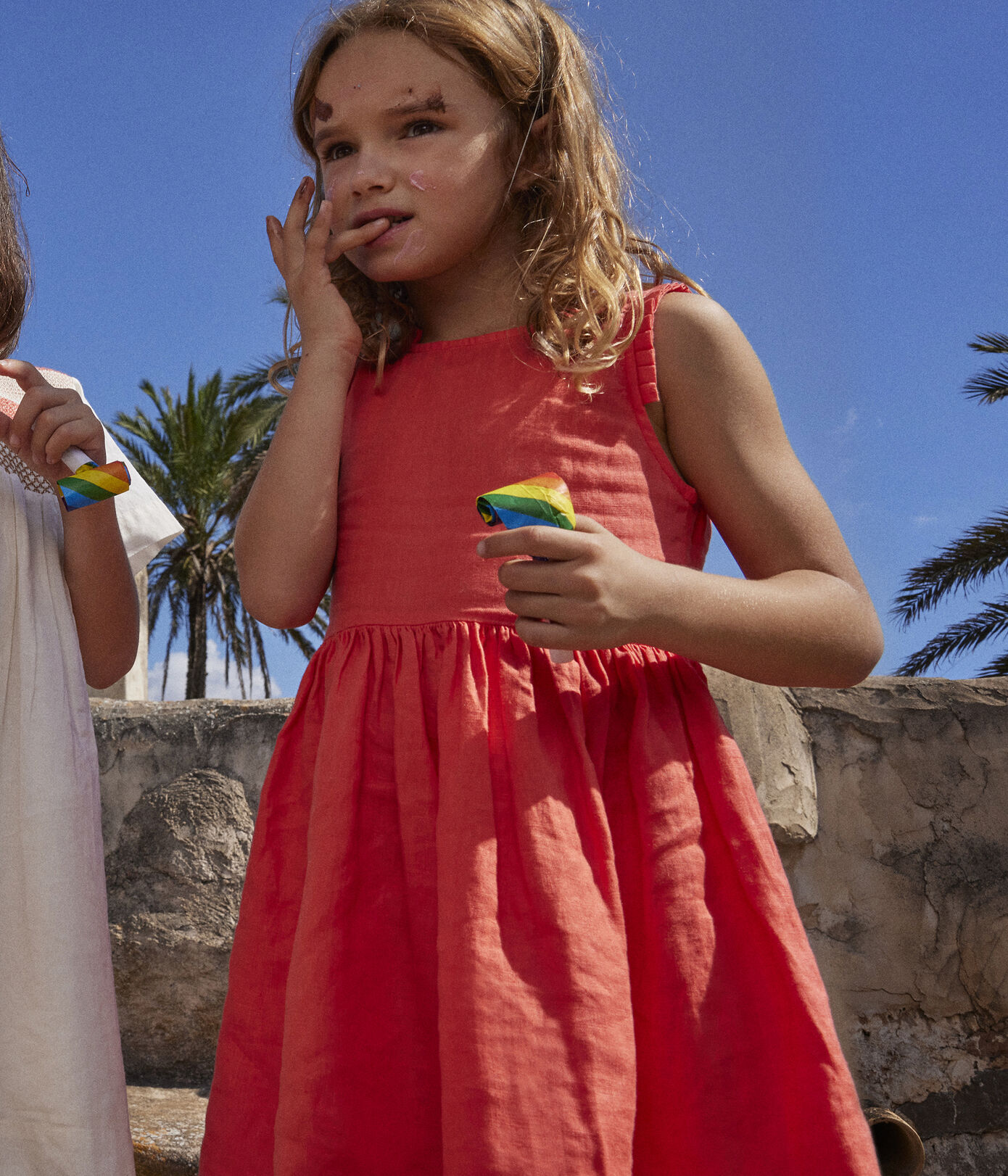 Robe sans manches en lin enfant fille