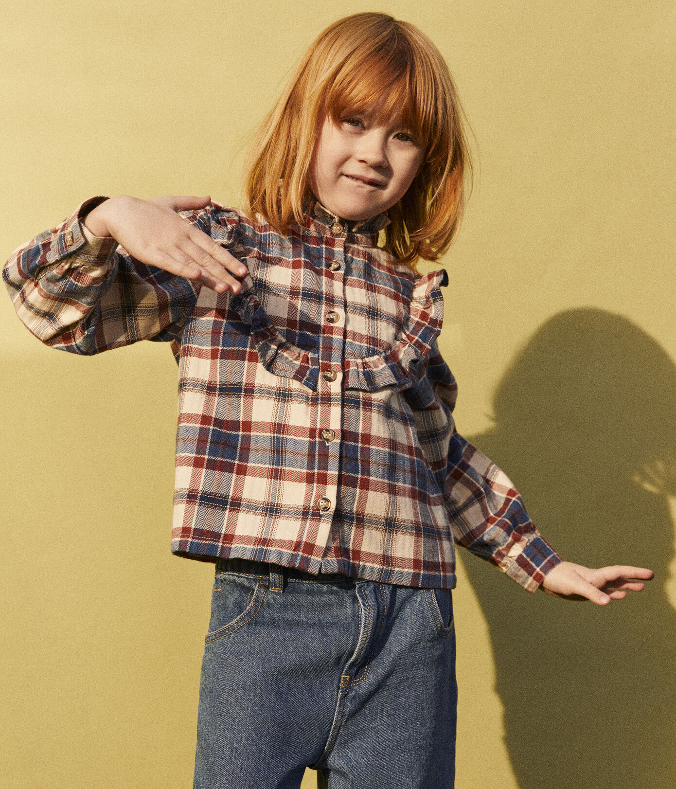 Blouse à carreaux en flanelle enfant fille