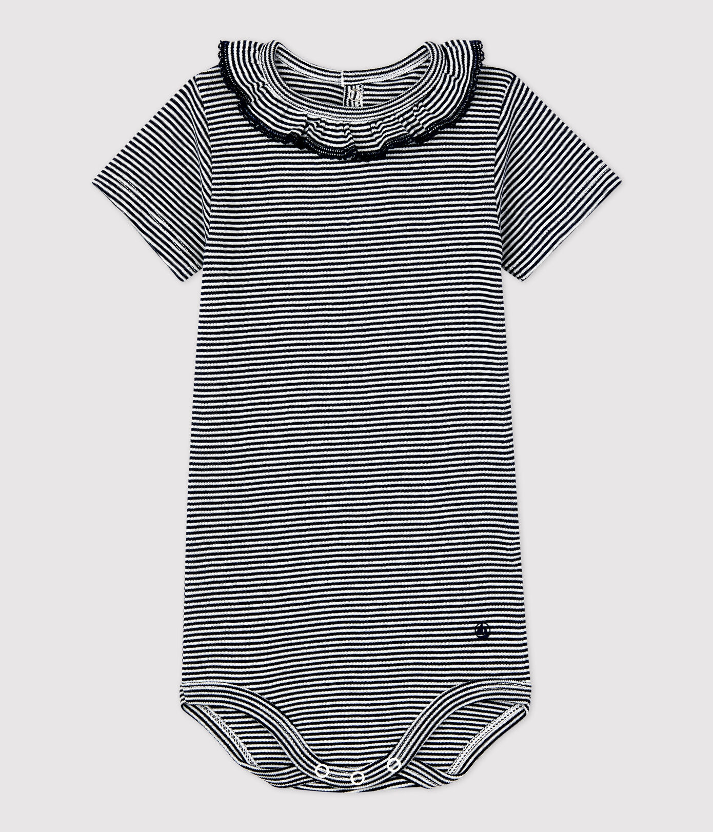 Body à collerette rayé milleraies en coton bio bébé