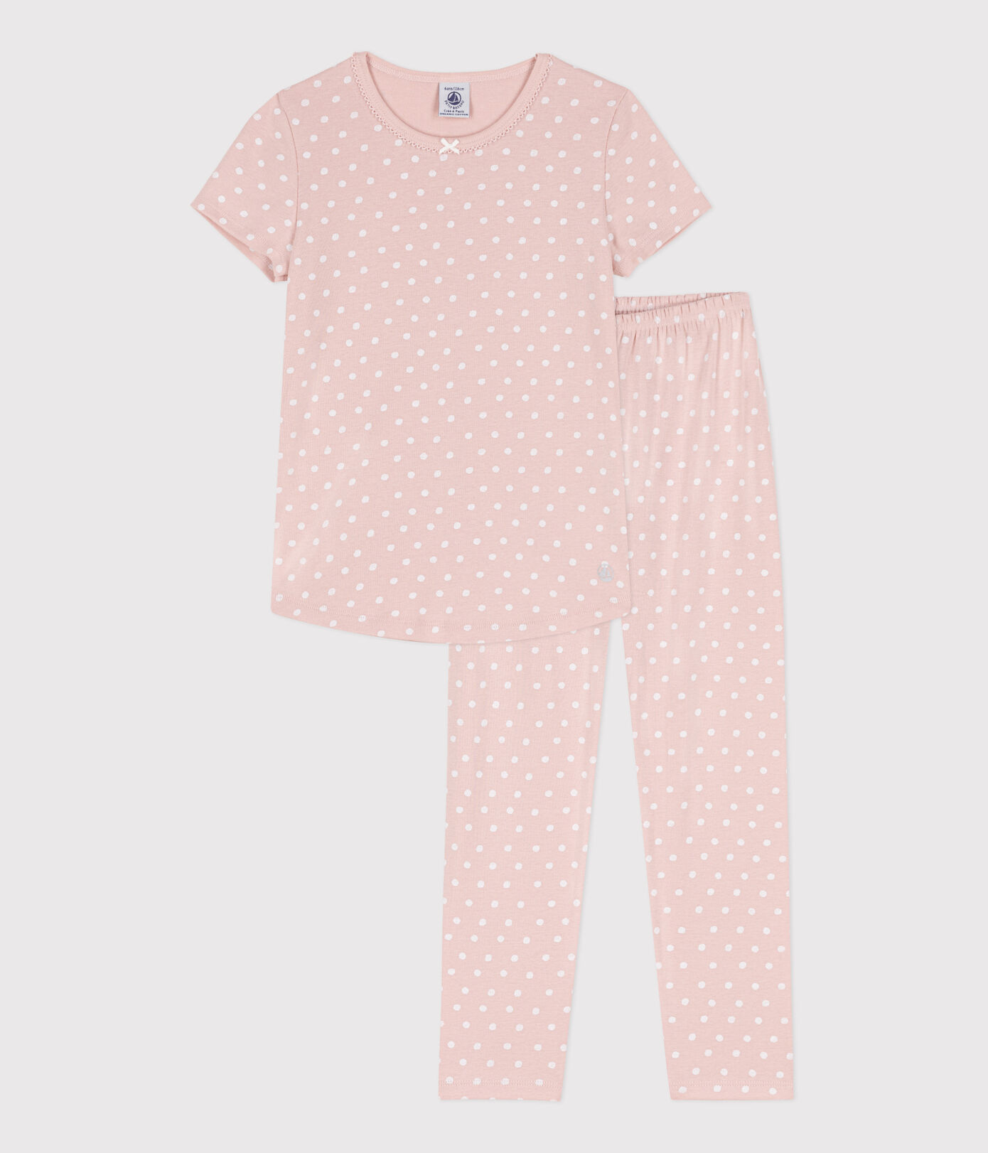Pyjama manches courtes à pois en coton petite fille