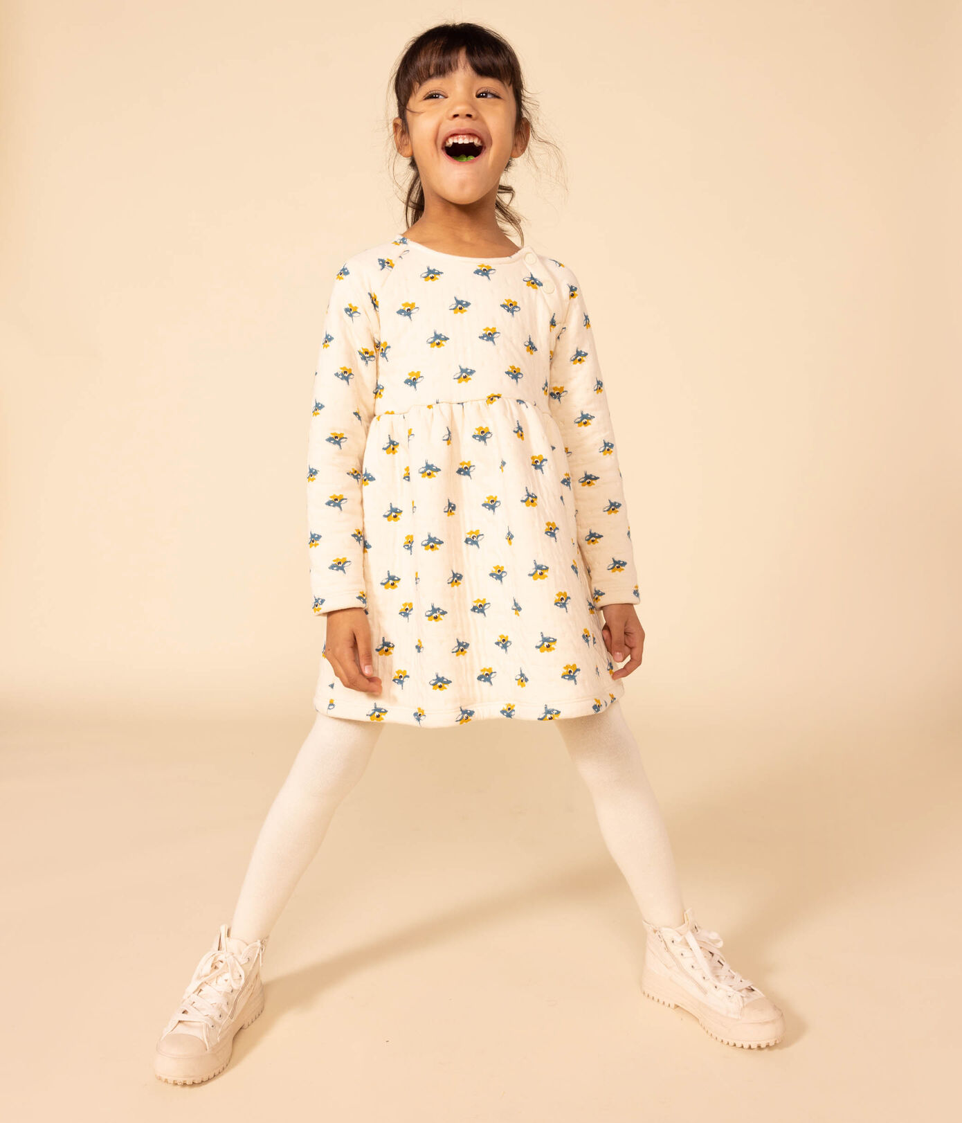 Robe manches longues en tubique imprimé enfant fille