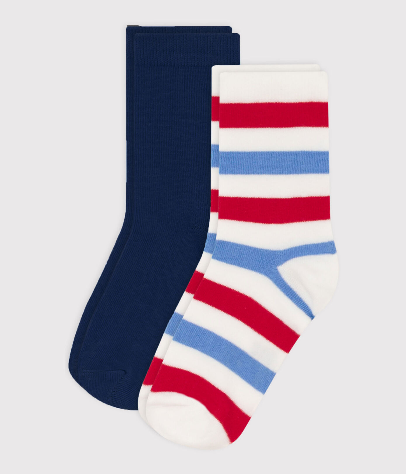 Lot de 2 paires de chaussettes rayures en jersey de coton enfants