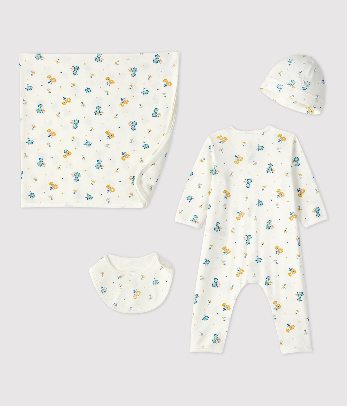 Coffret cadeau naissance fleurs bébé en coton biologique