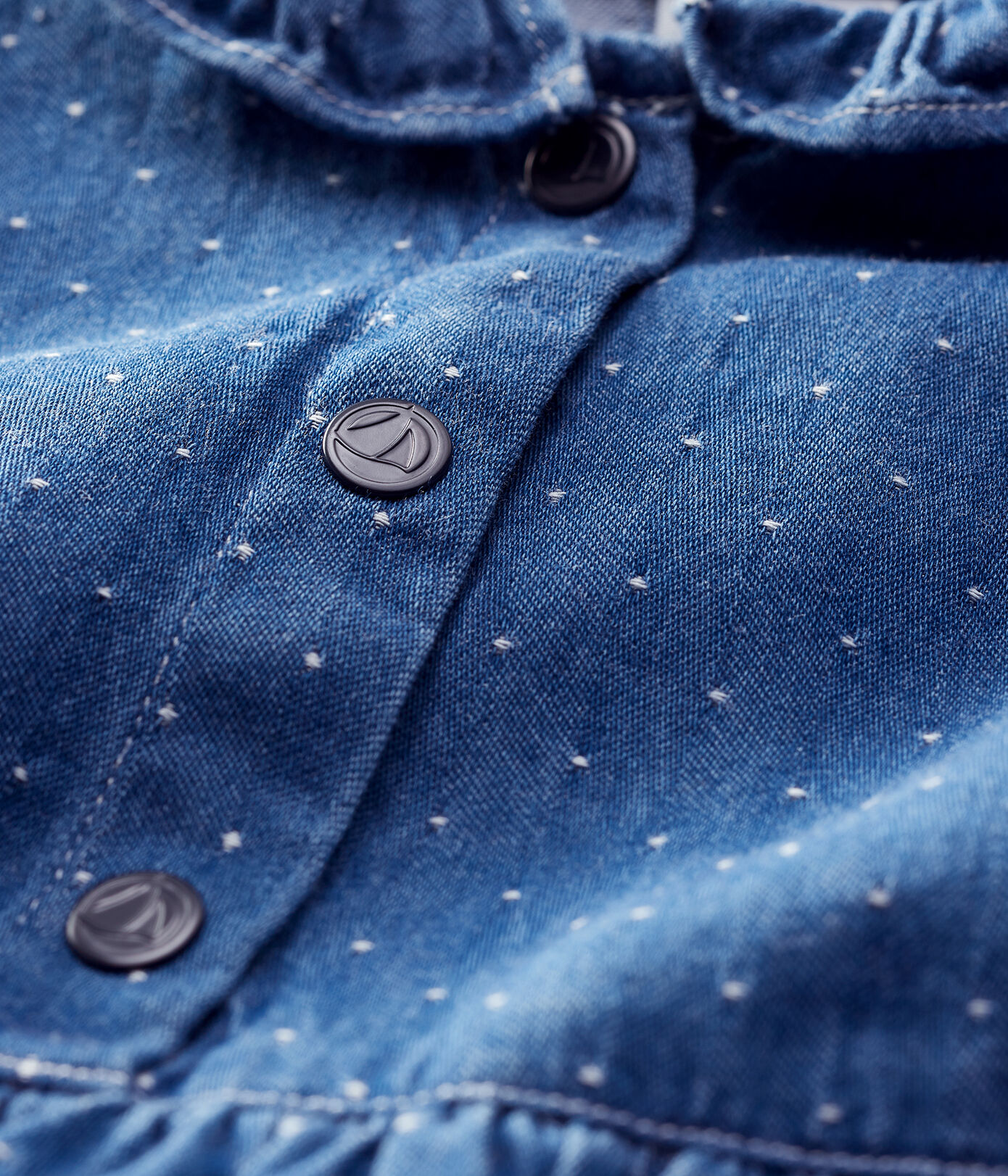 Robe en denim clair à pois bébé fille