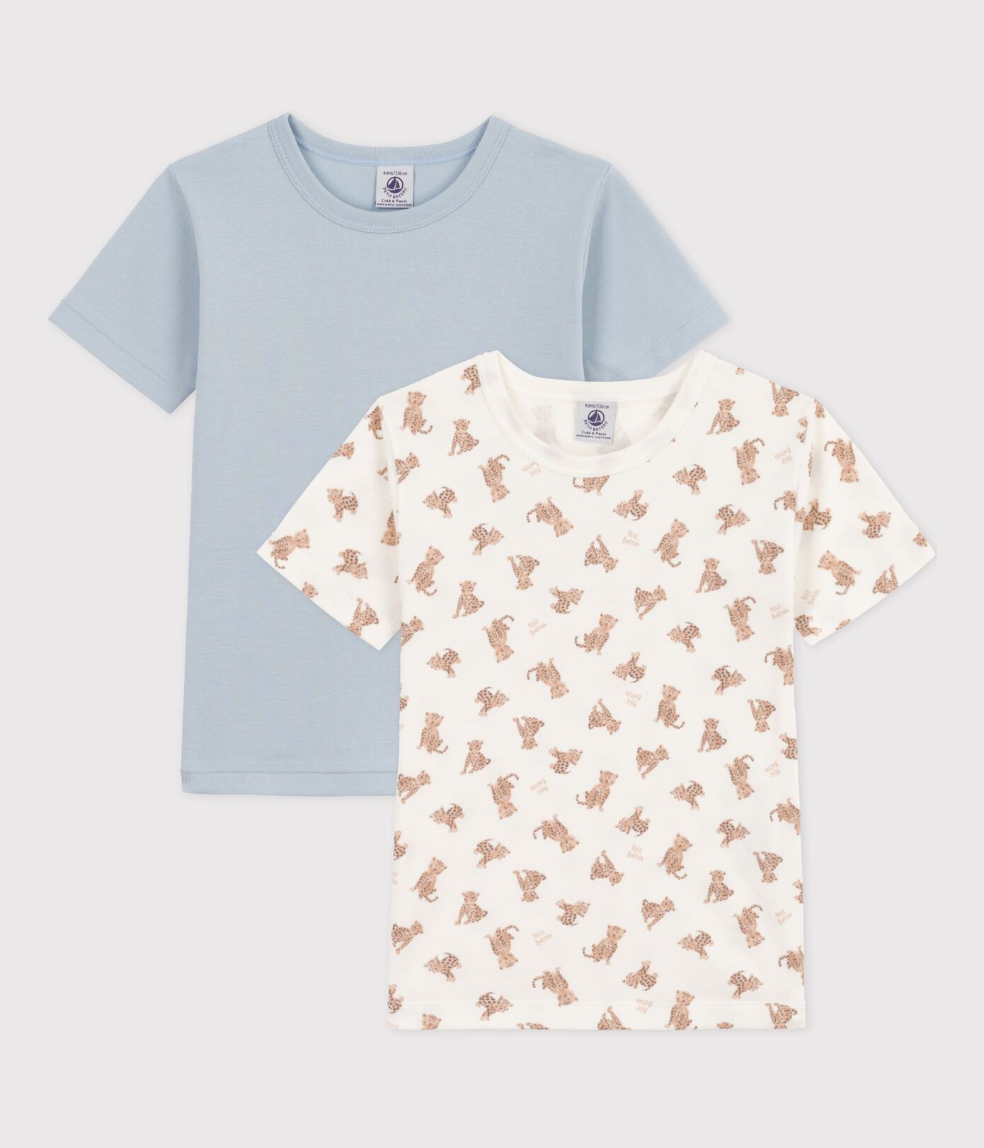 Lot de 2 tee-shirts manches courtes léopards en coton petit garon